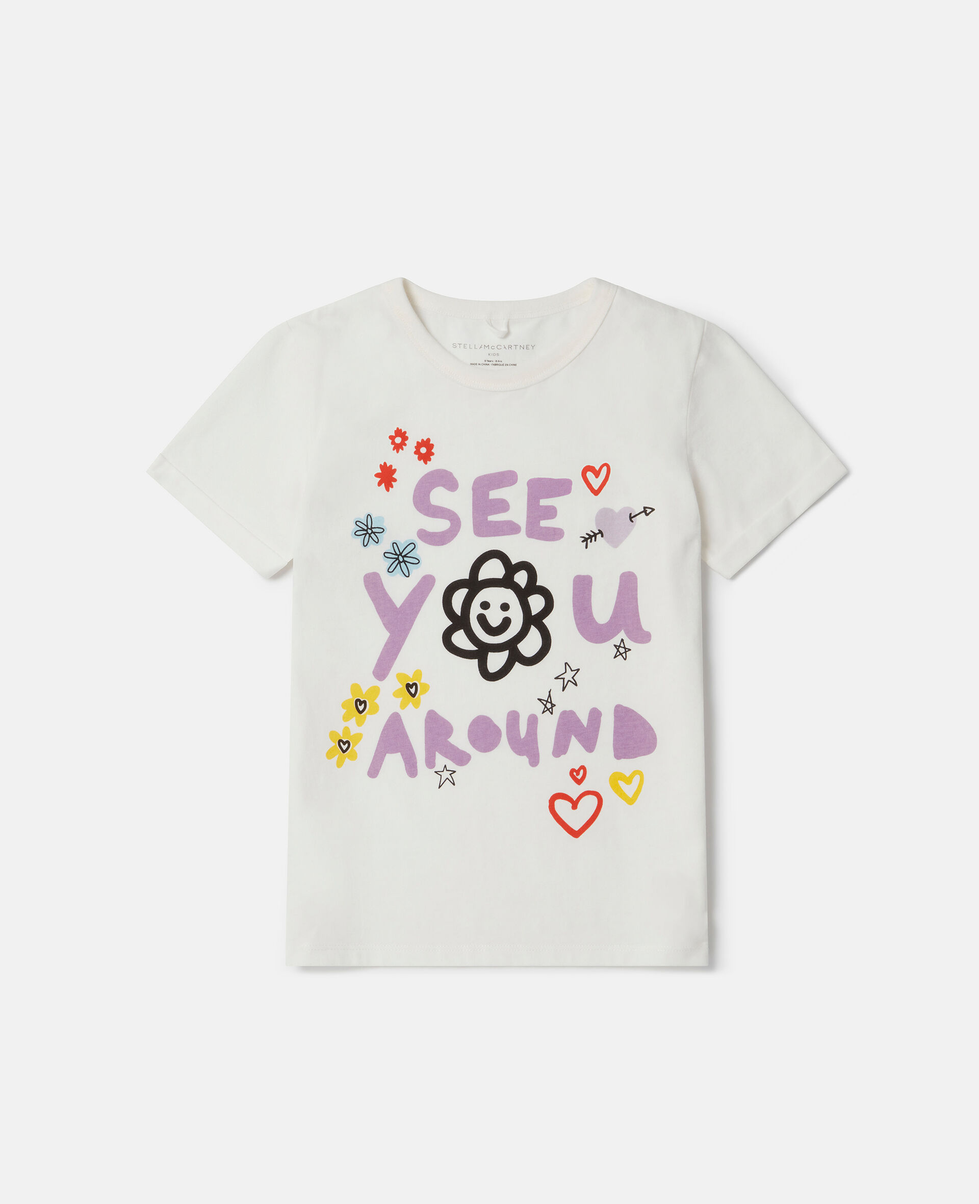'See You Around' Motif T-Shirt-Cream-large image number 0