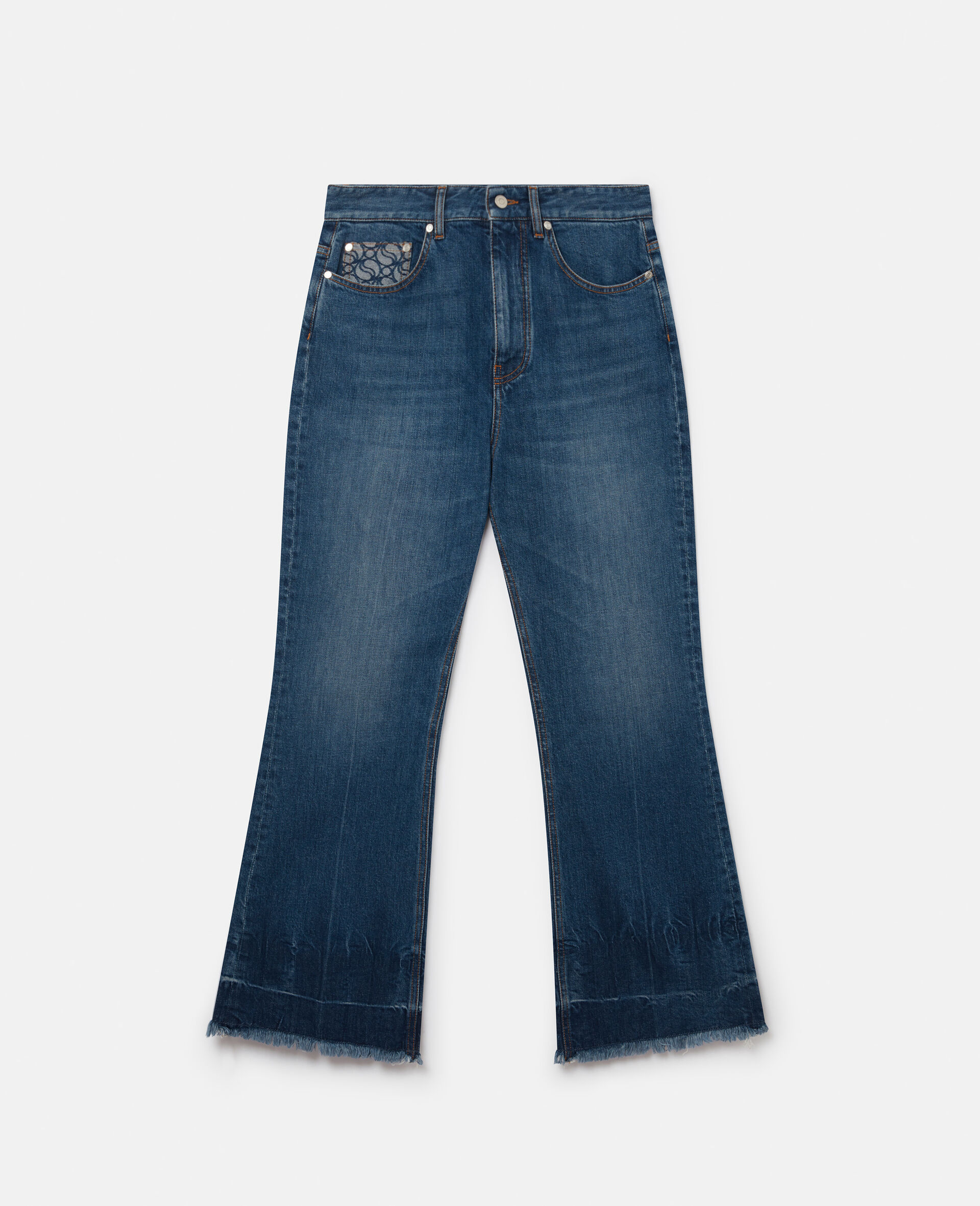 Vintage Wash Cropped Kick-Flare Jeans-Black-large