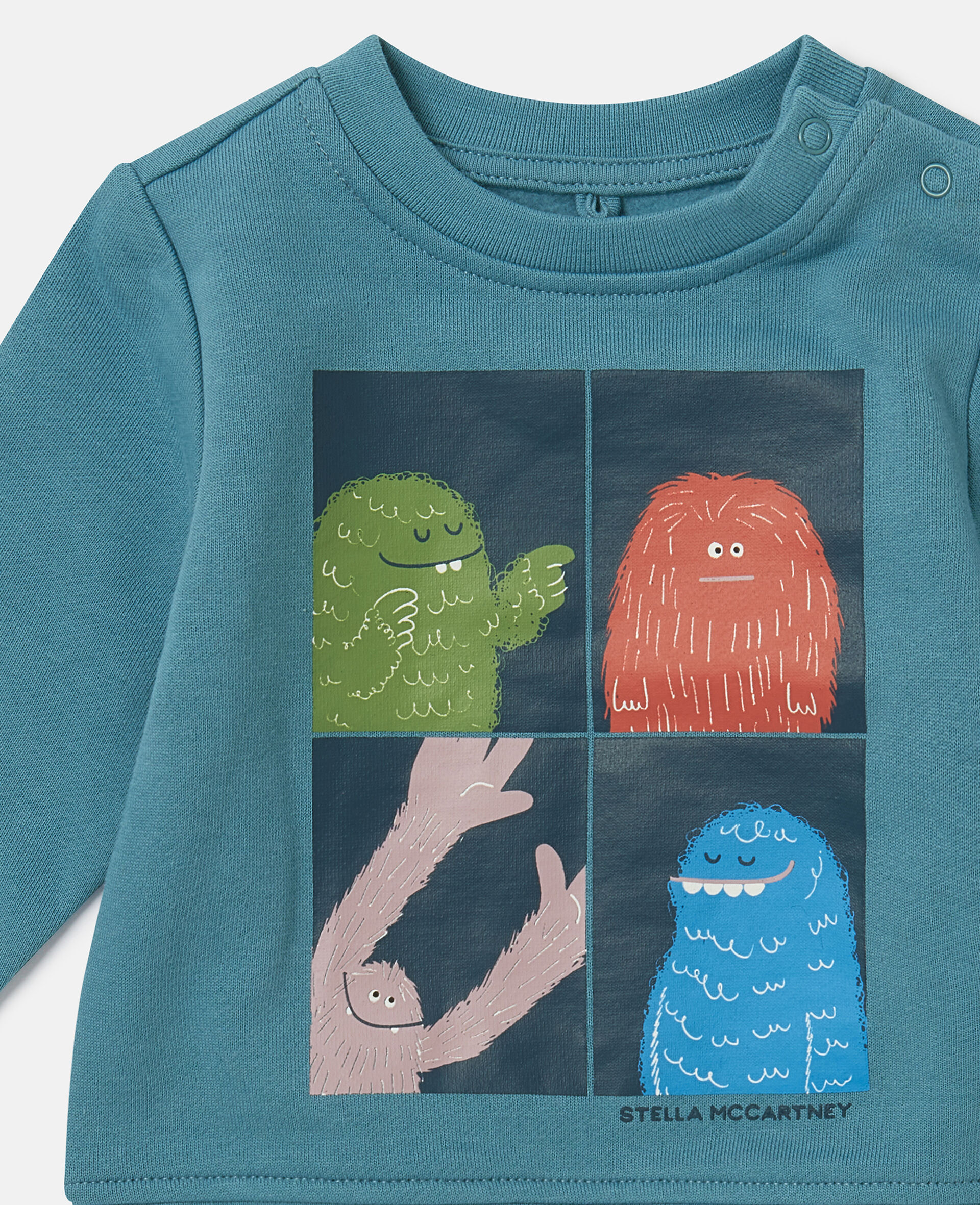Sweatshirt mit Rundhalsausschnitt und Monster-Grafik-Blau-medium
