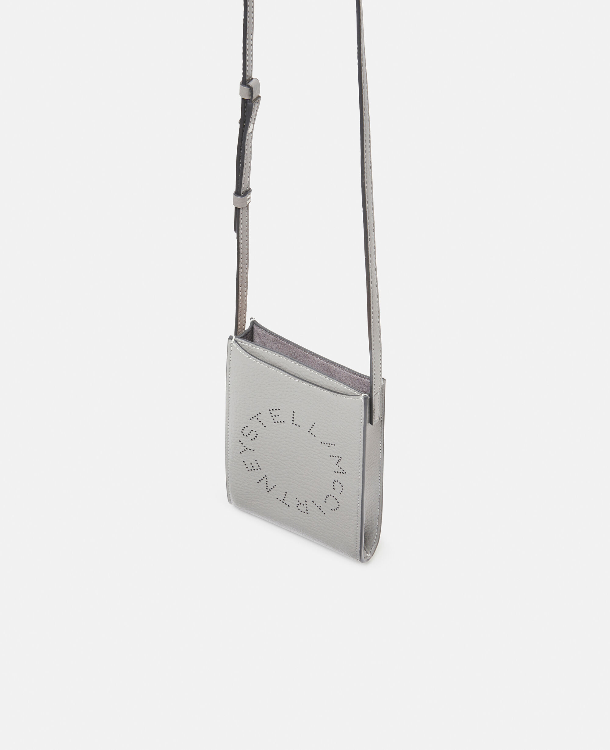 国内買付、すぐ届く【STELLA McCARTNEY】スマートフォンポーチ Women スモーク ロゴ グレイン オルター マット クロスボディ