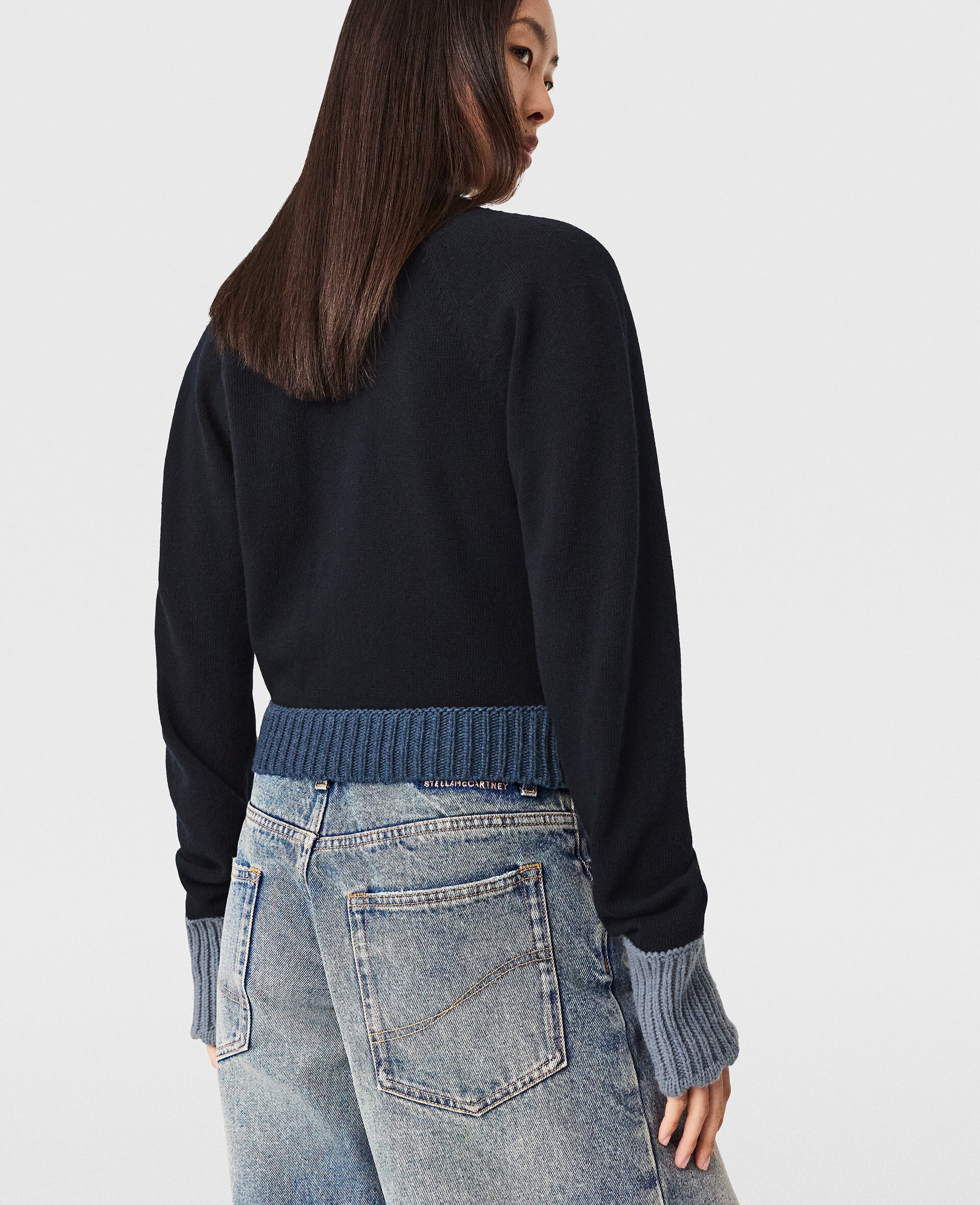 Hybrid Knit Bomber Jacket-Blue-large image number 4