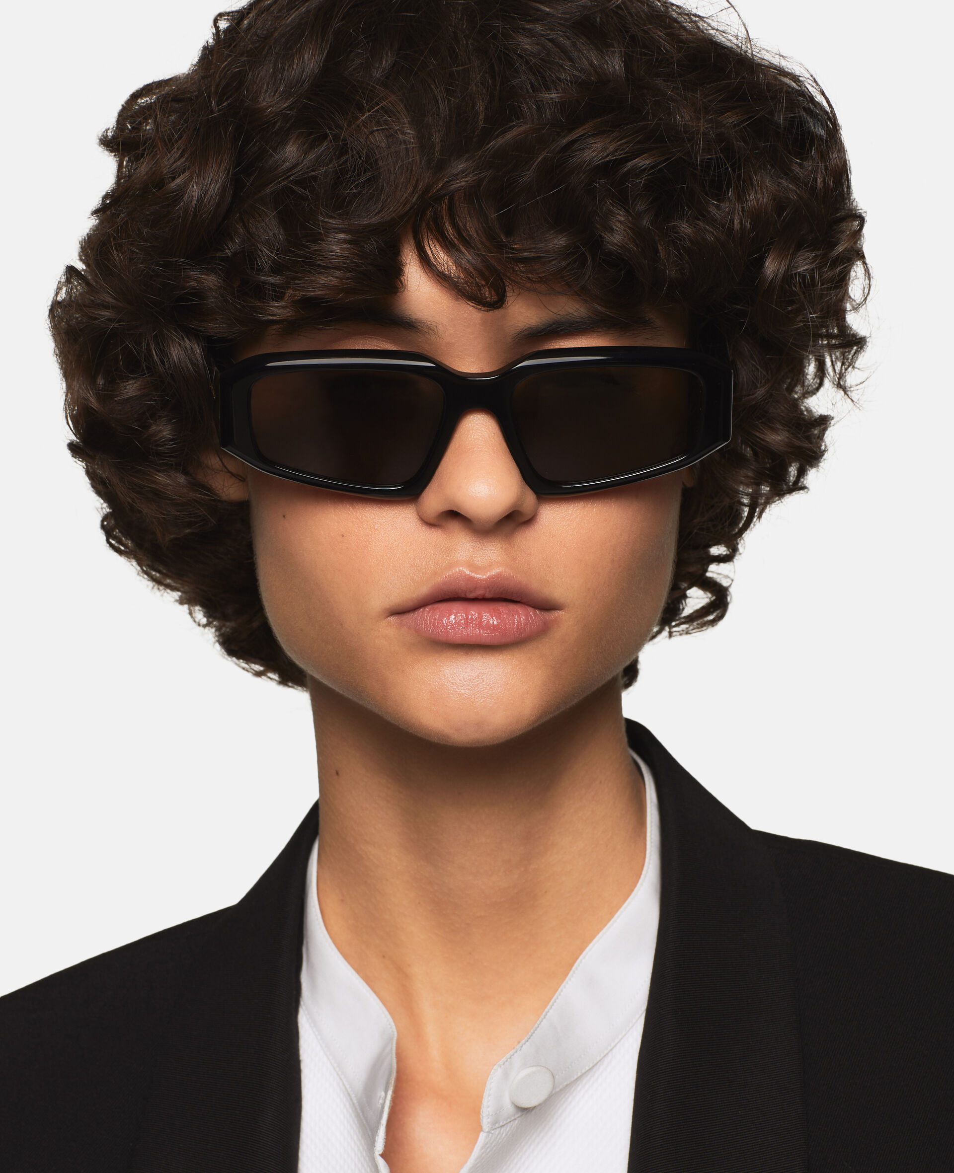 Abstract Rectangle Sunglasses-Black-model