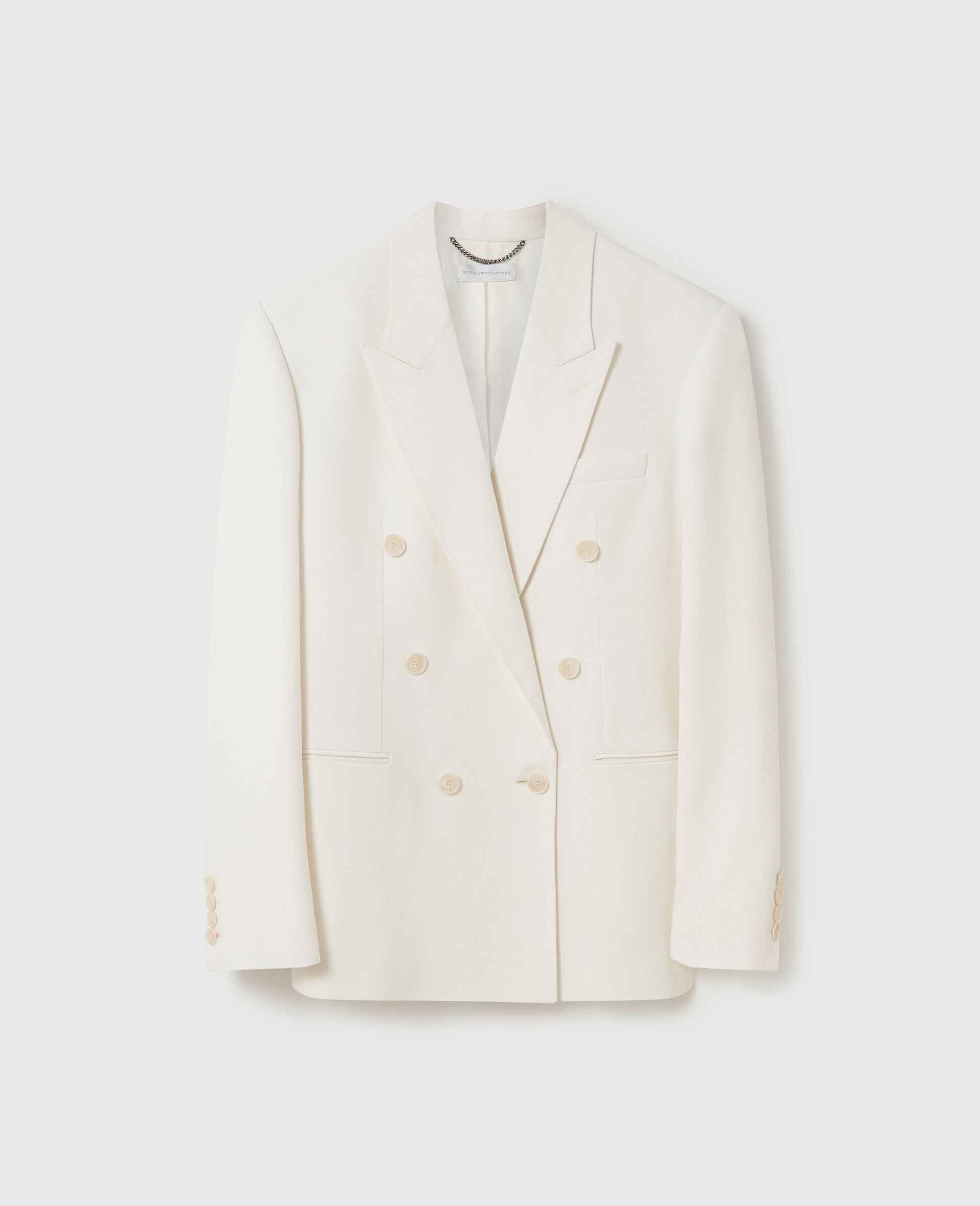 Double-Breasted Tuxedo Blazer-White-medium