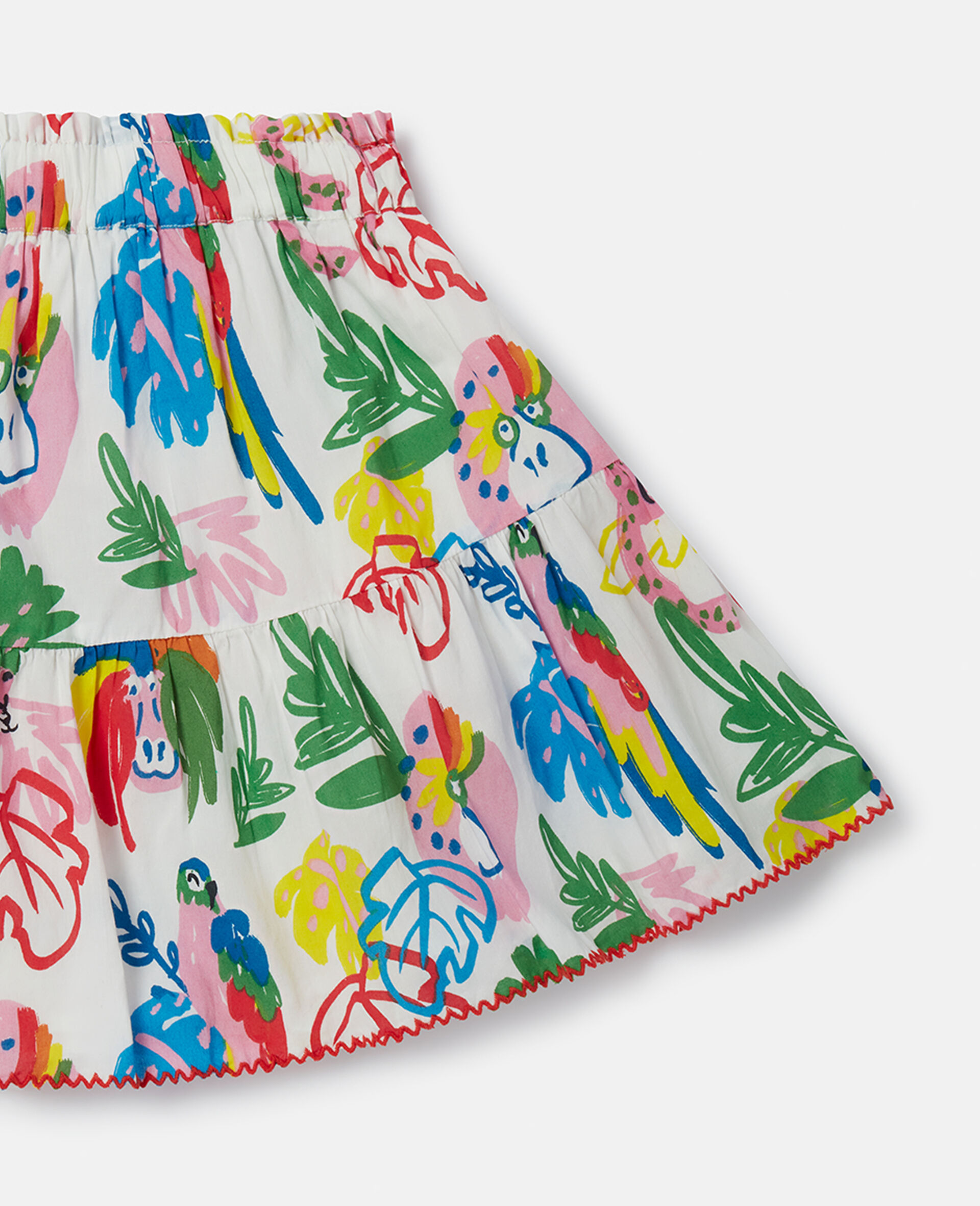 Jungle Print Flared Skirt-White-large image number 3