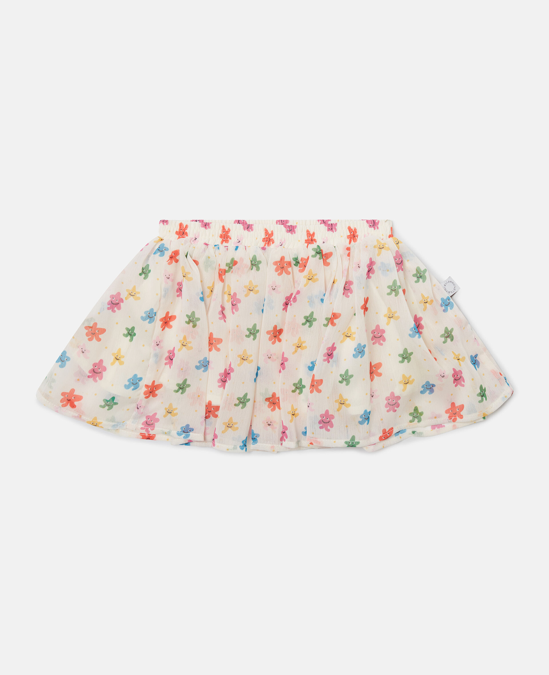 Floral Print Tulle Layered Skirt-White-large image number 0