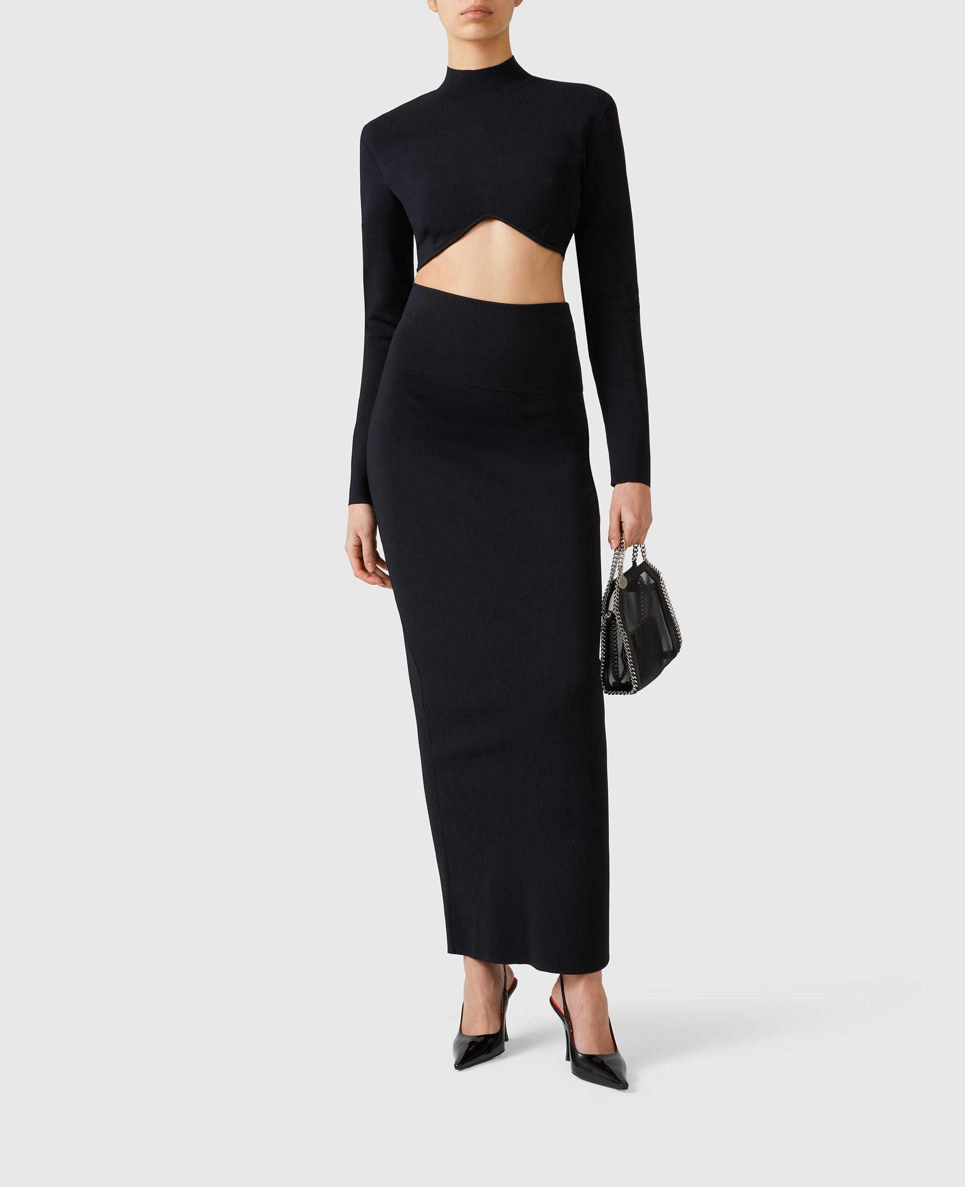 Miracle Compact-Knit Midi Skirt-Black-model