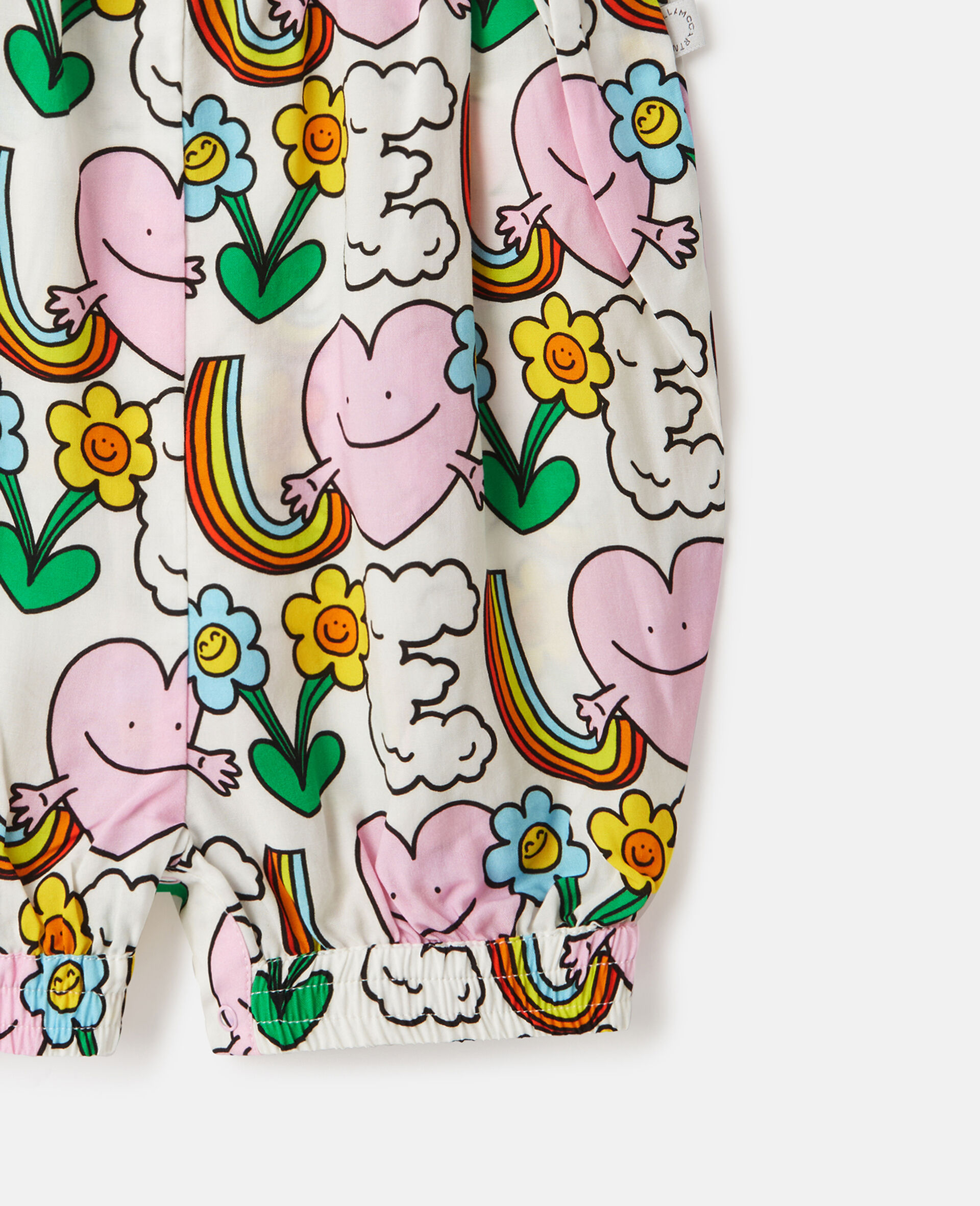 Earth Friends Print Frilled Strap Romper-White-large image number 3