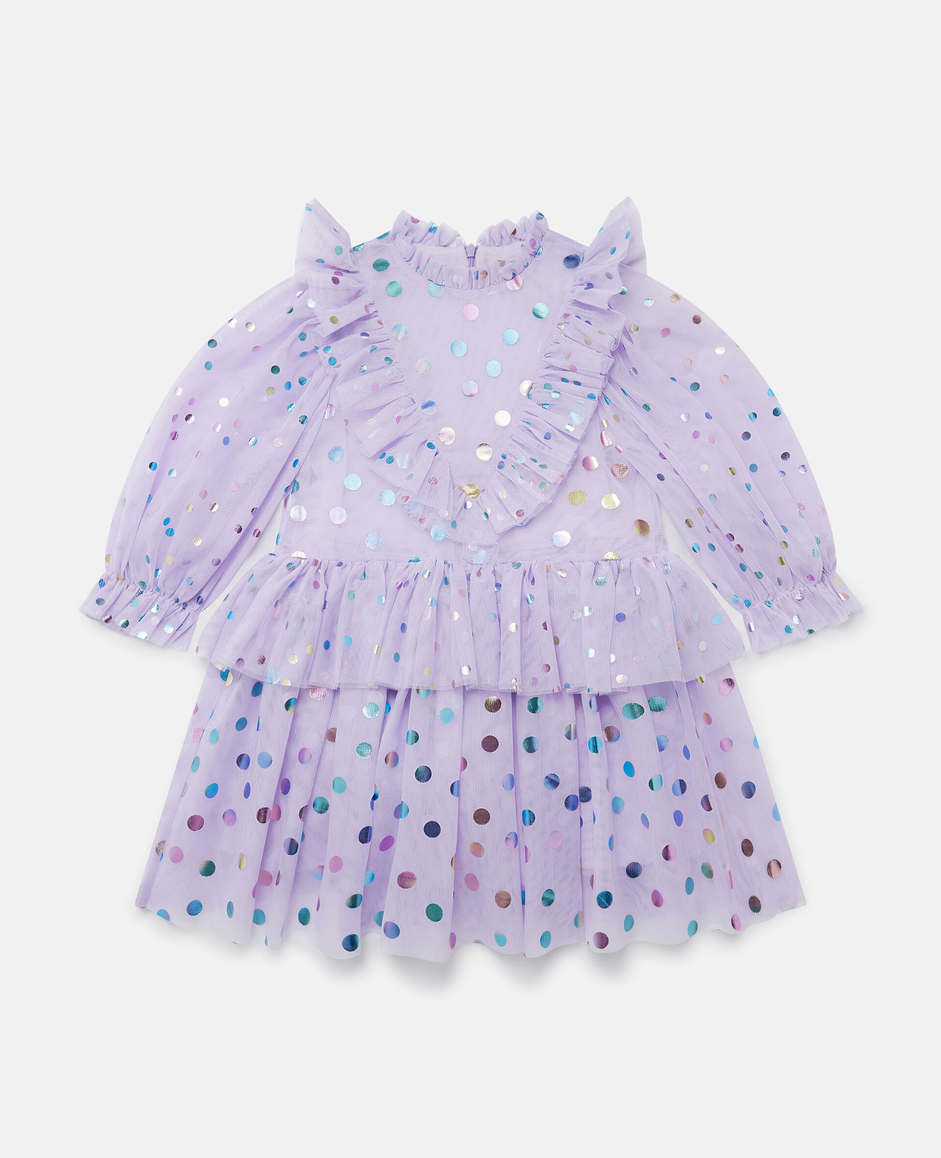 Frilled Pleated Tulle Dress-Purple-large image number 0