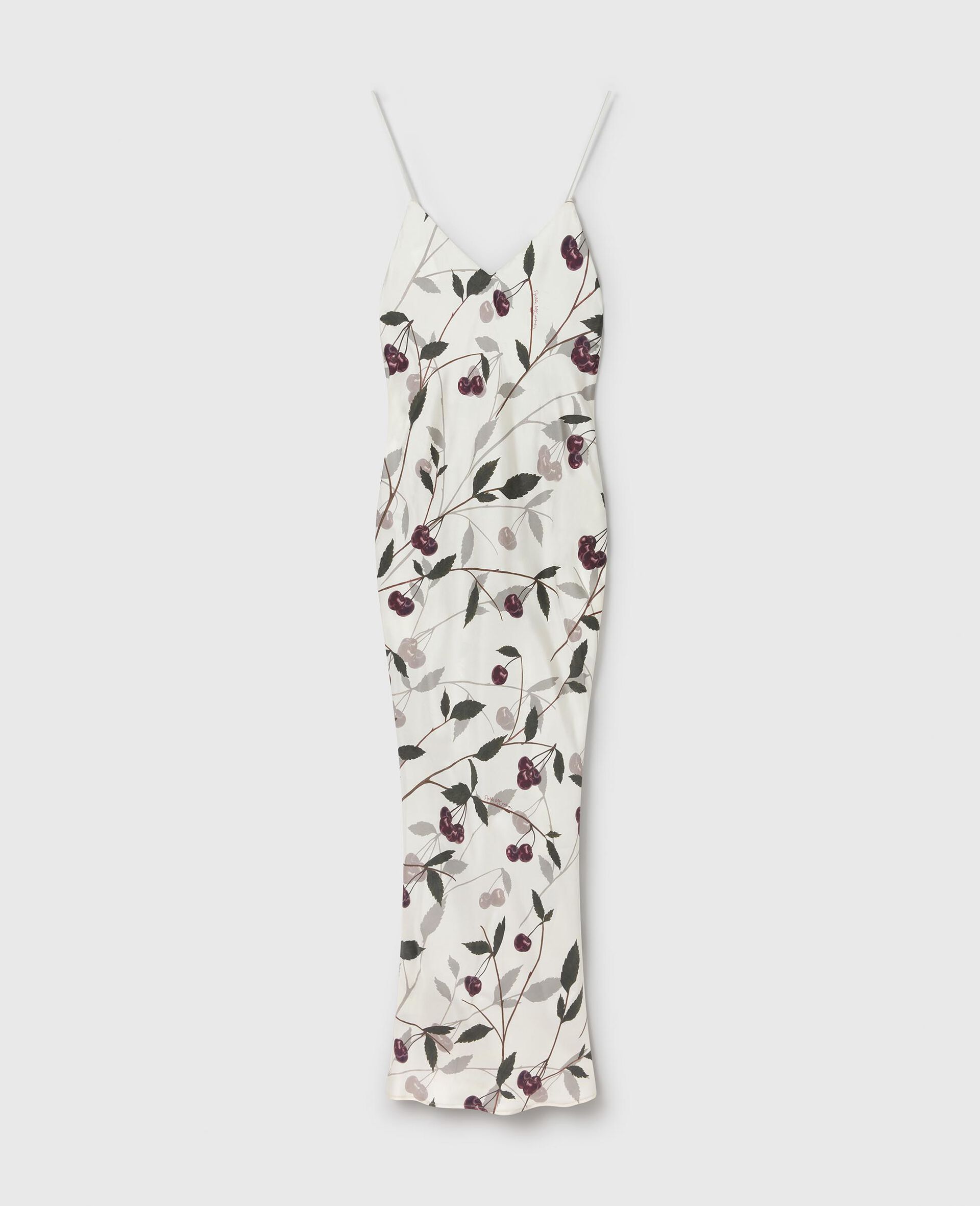 Cherry Print Sleeveless Midi Dress-Beige-medium