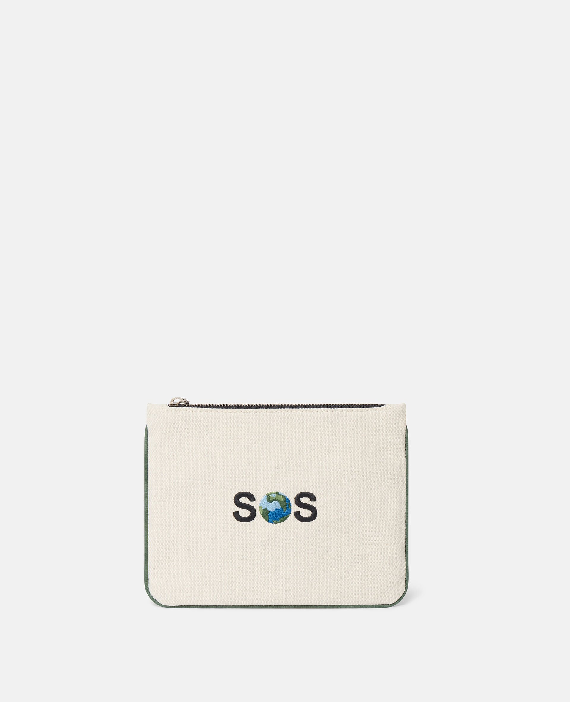 SOS Embroidered Zip Cardholder-화이트-large image number 0