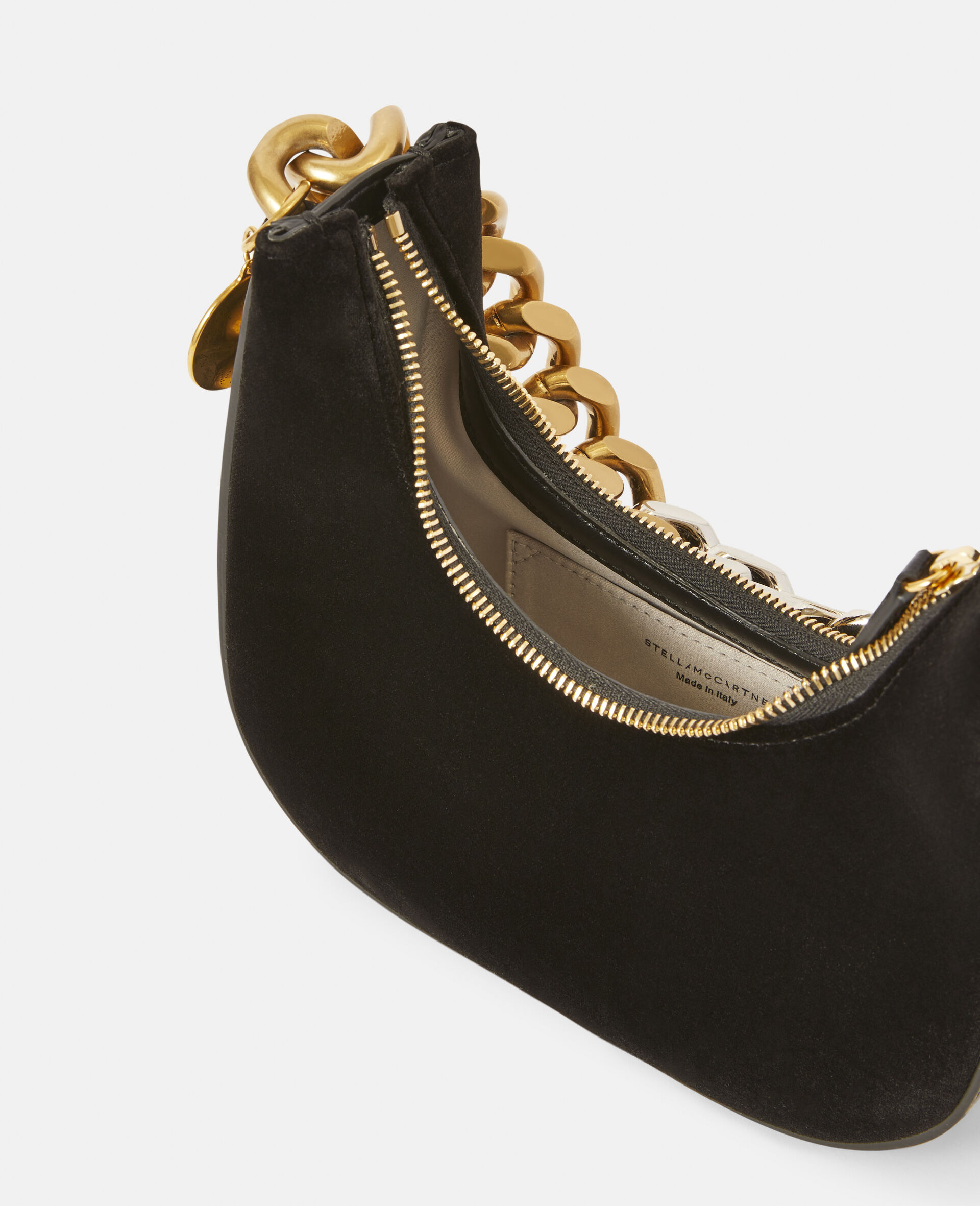 Frayme Mini Velvet and Crystal Chain Shoulder Bag -Black-large image number 3