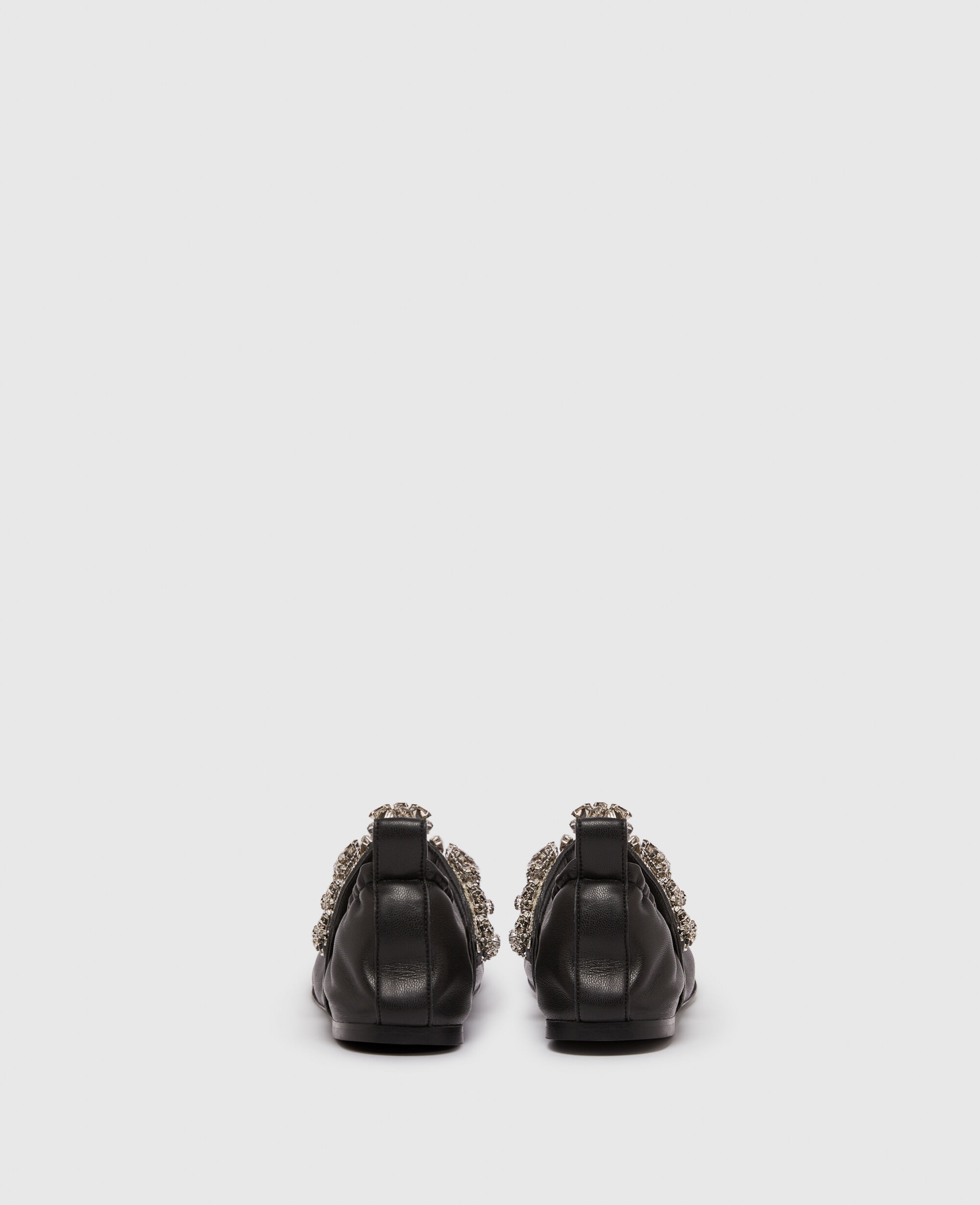 関税込☆Stella McCartney☆エルサ メタリックバレエフラット567 Women ブラック エルザ クリスタル フラワー バレエ フラット