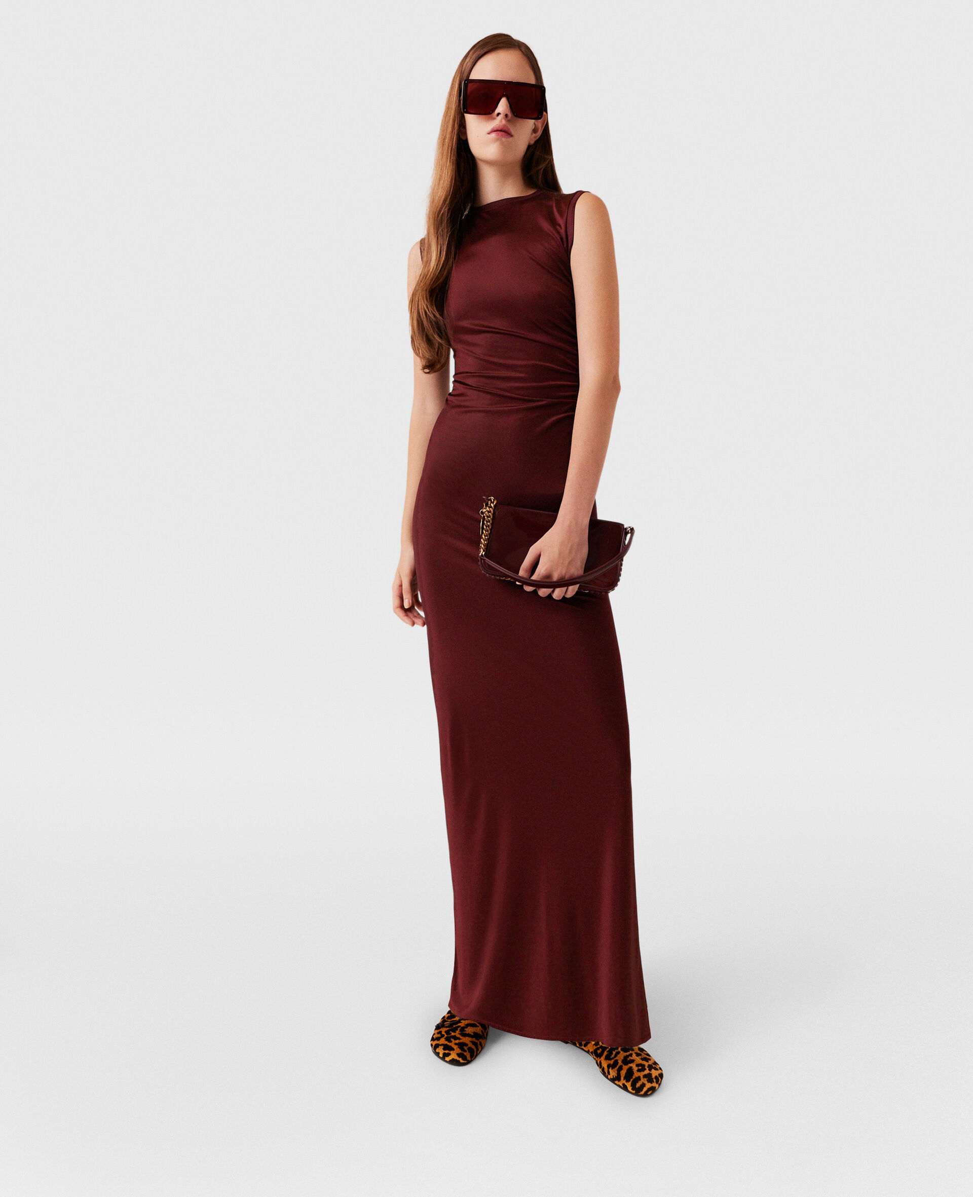 Sleeveless Maxi Dress-Red-model