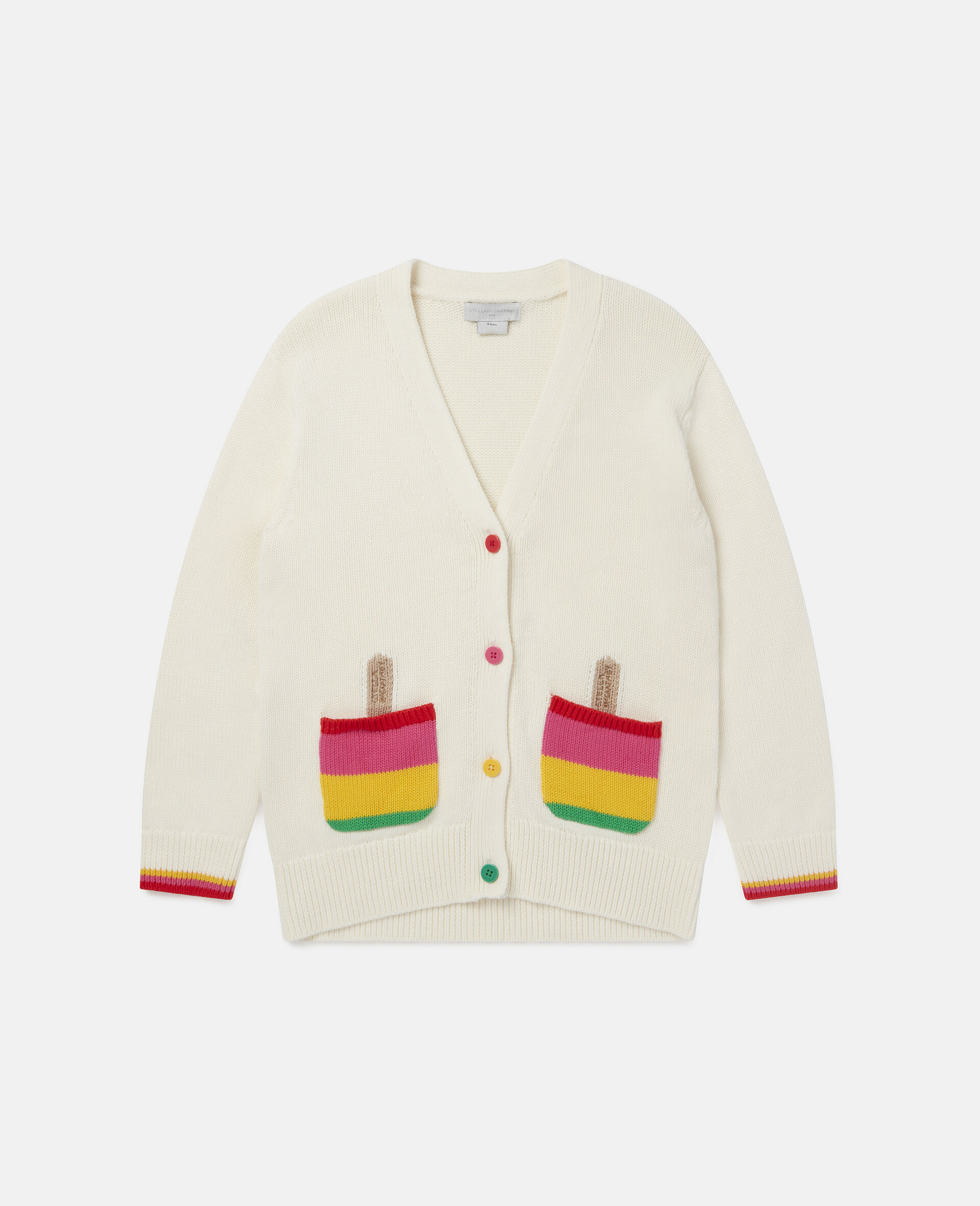 Ice Lolly Cotton Cardigan-White-large image number 0