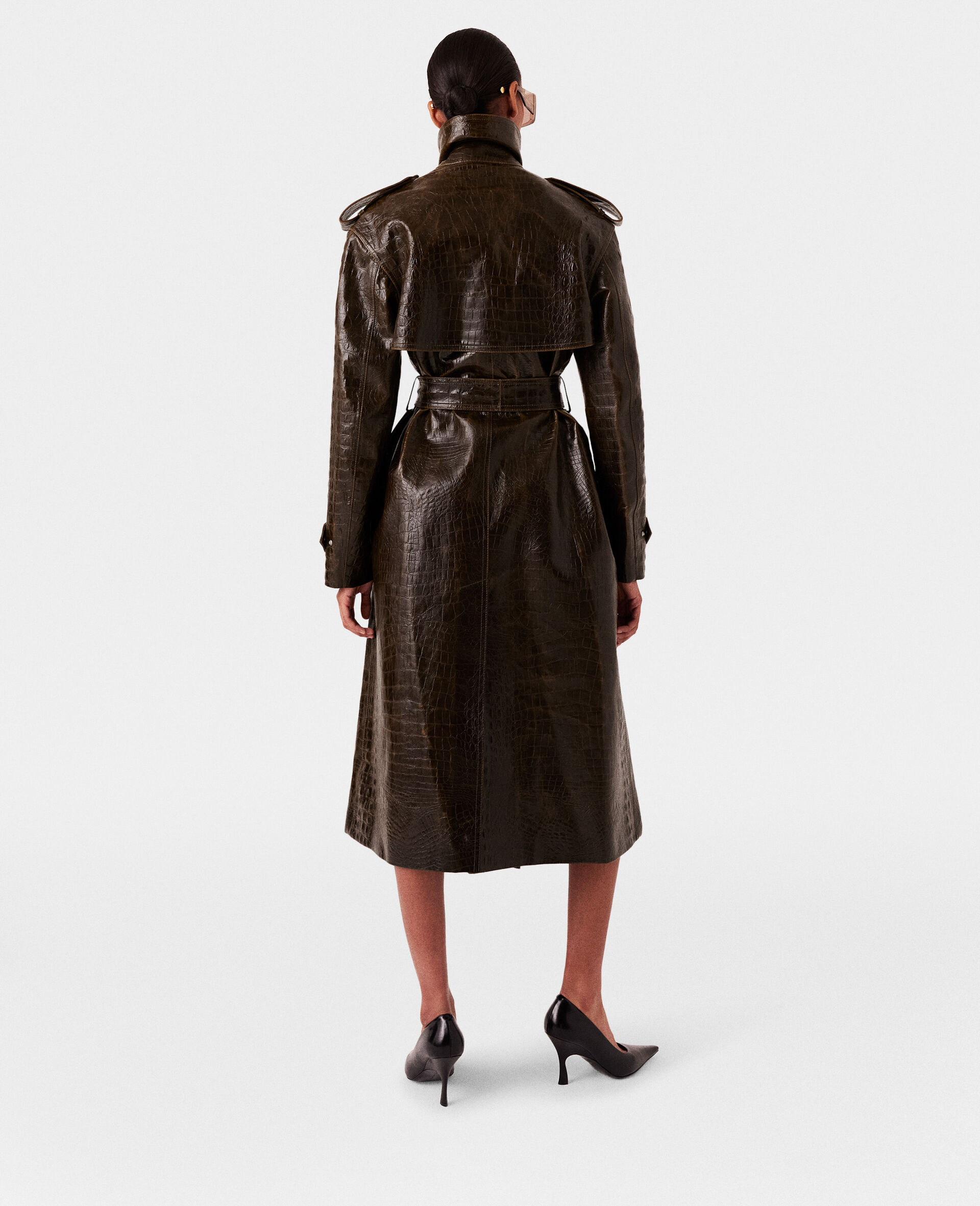 Trench coat crocodile embosse-Marron-large image number 4