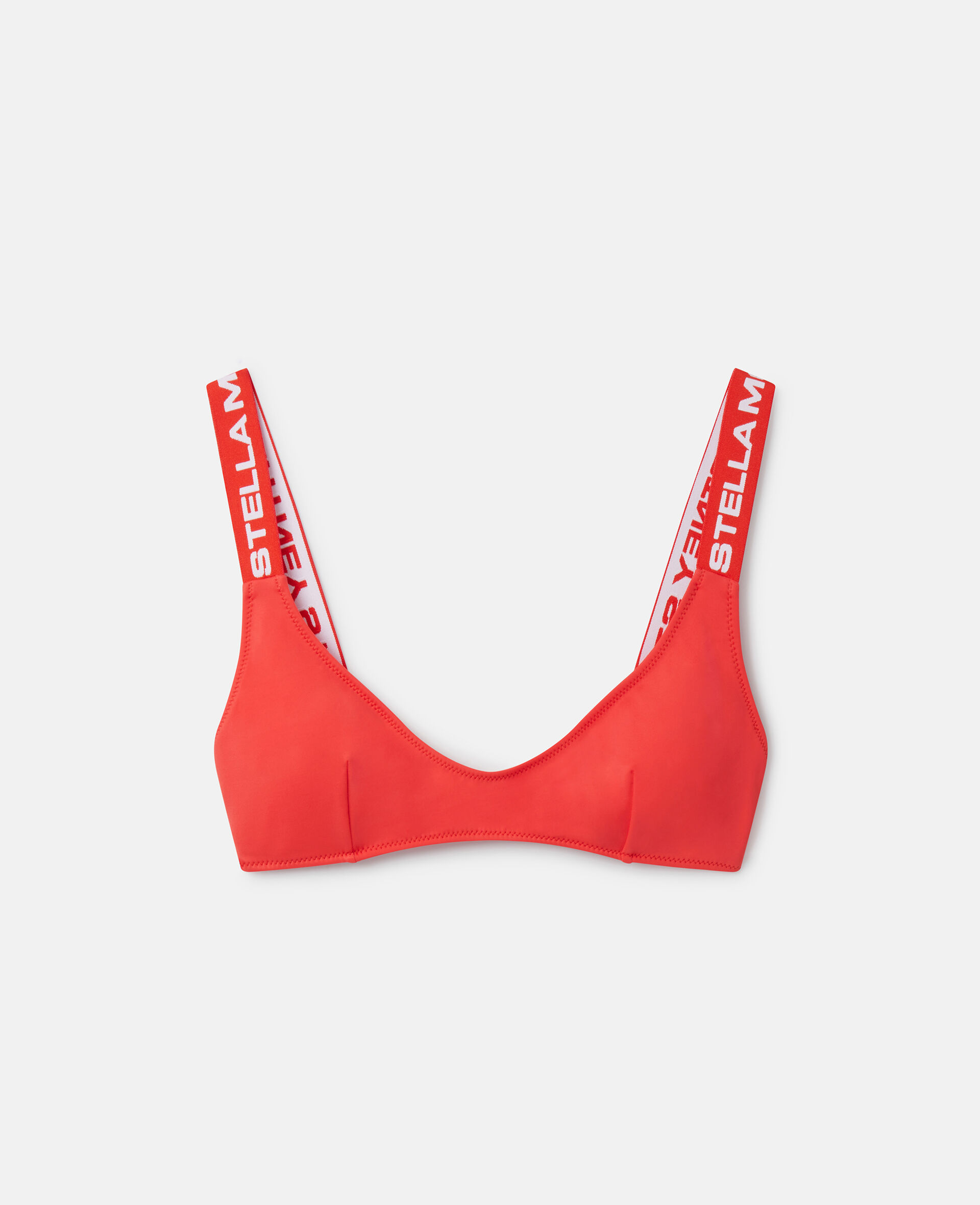 Haut de bikini rembourre avec bande logo-Rouge-medium