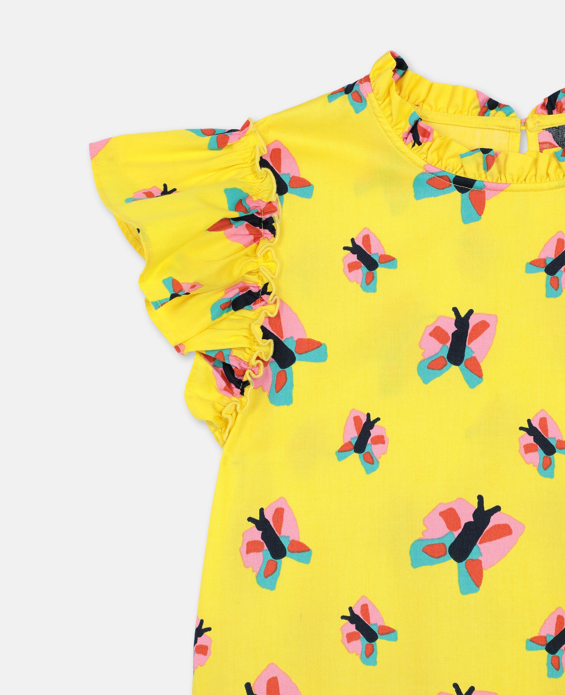 Butterfly Cotton Dress-Yellow-large image number 1