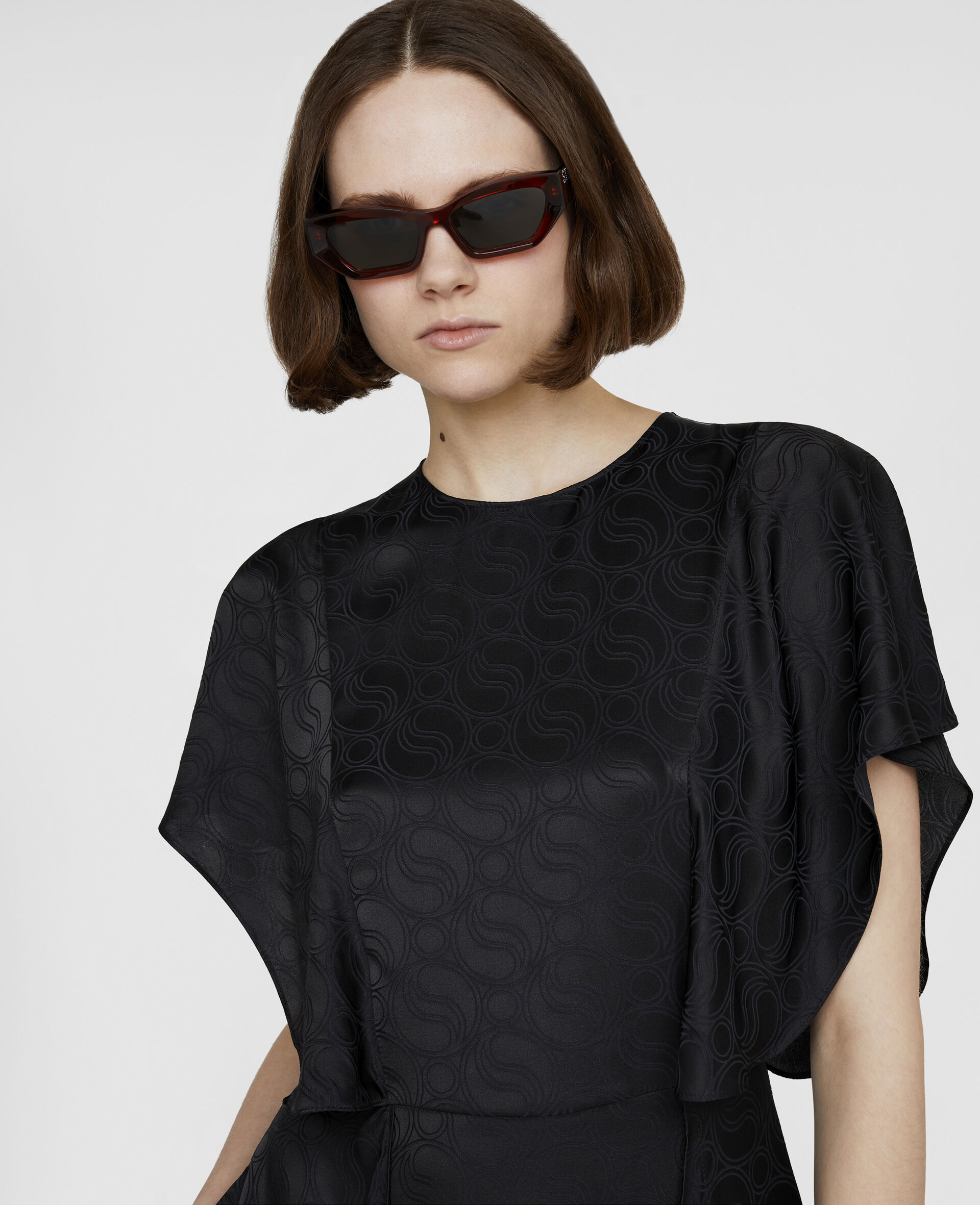 S-Wave Jacquard Maxi Dress-Black-large image number 3