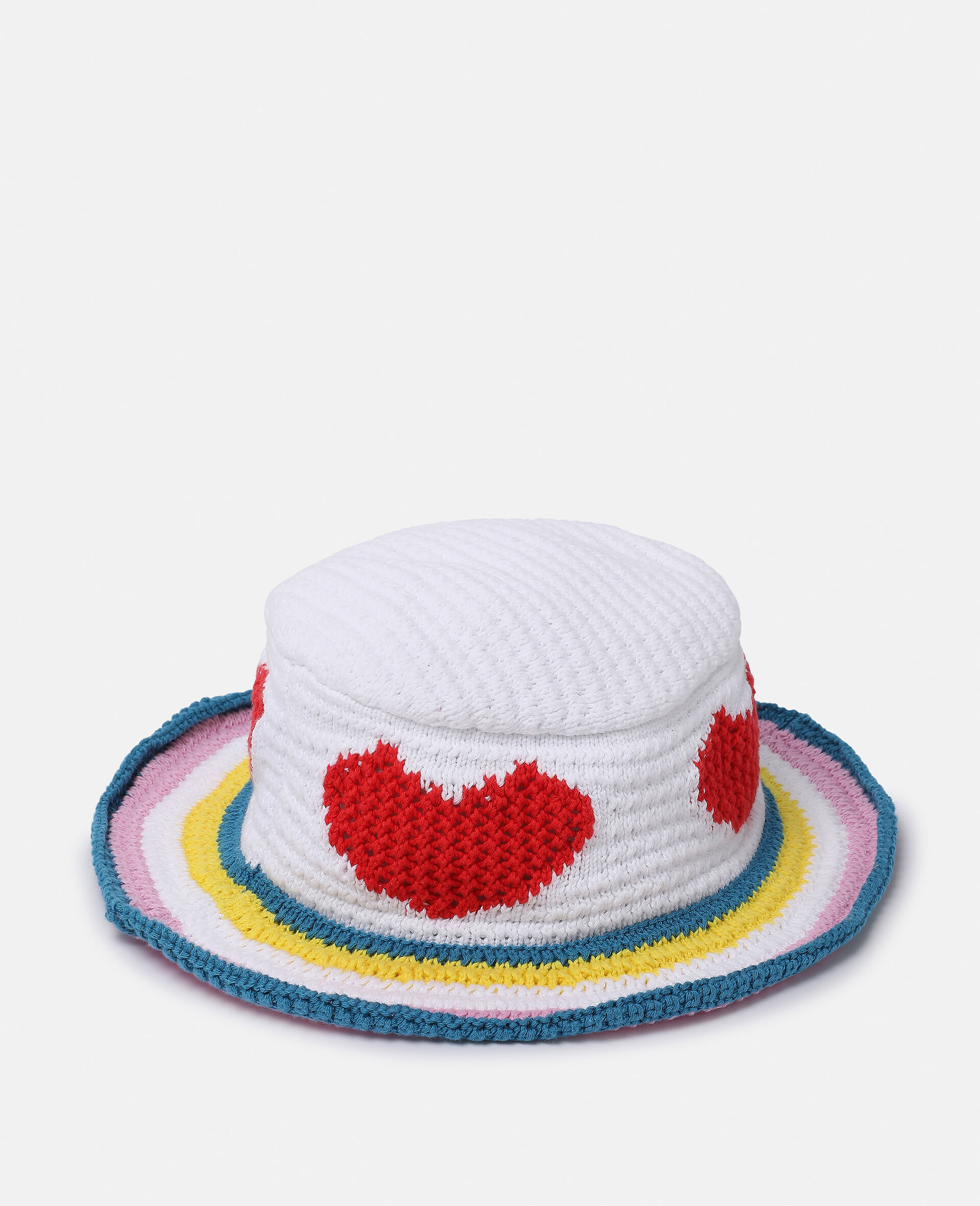Heart Crocheted Bucket Hat-White-large Heart Crocheted Bucket Hat-White-large image number 1