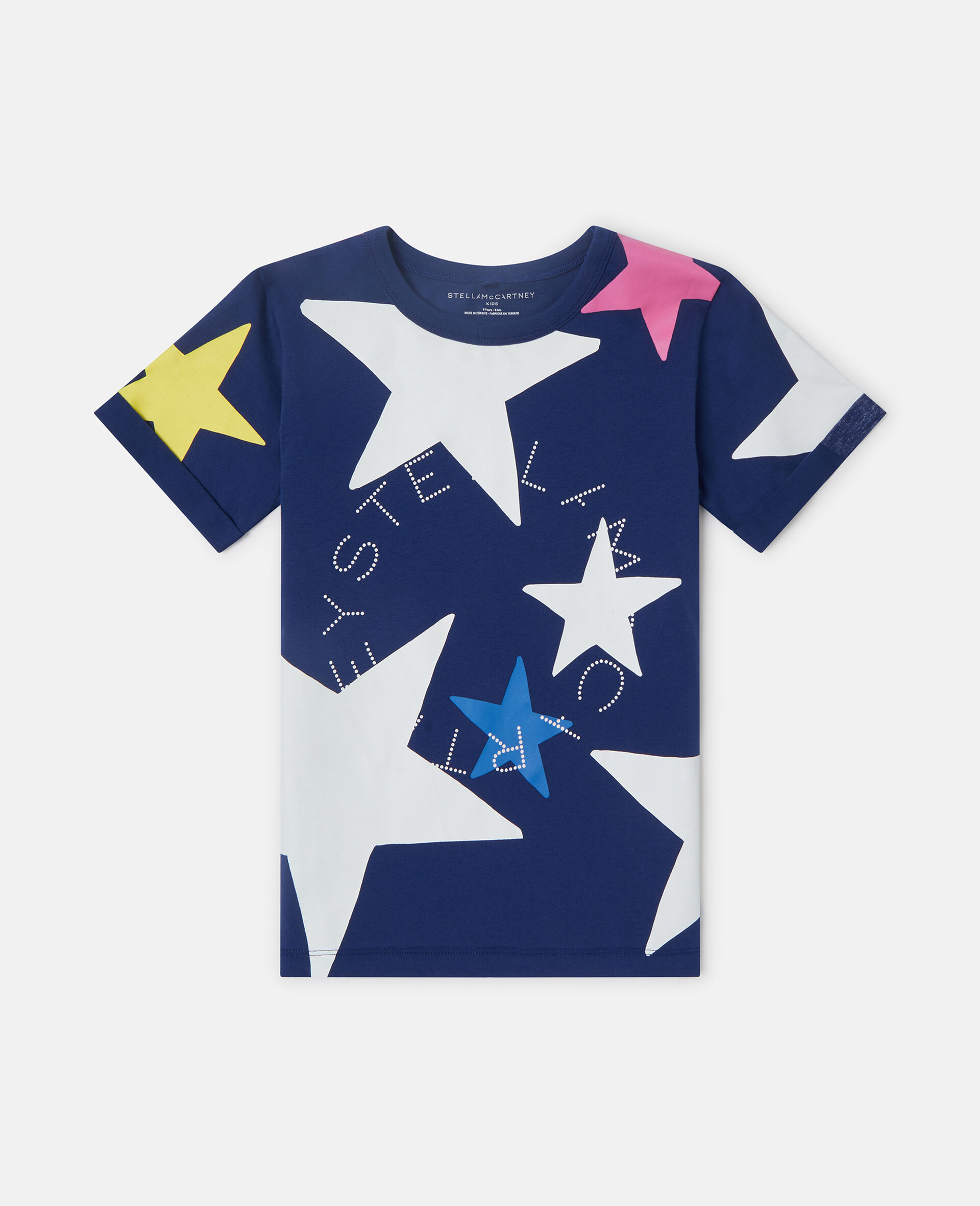 Star Print T-Shirt-Blue-medium