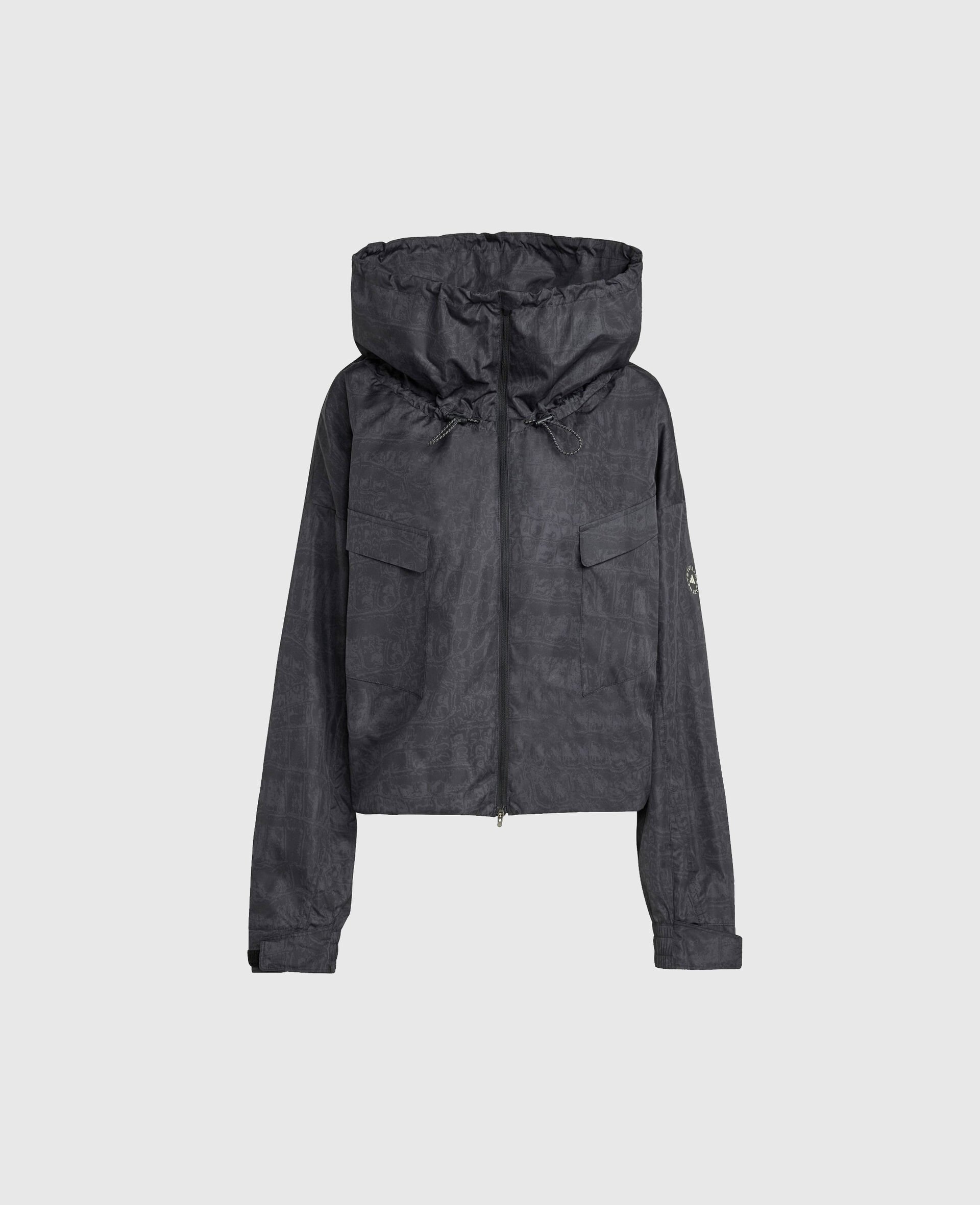 High-Neck Hooded Jacket-Black-medium