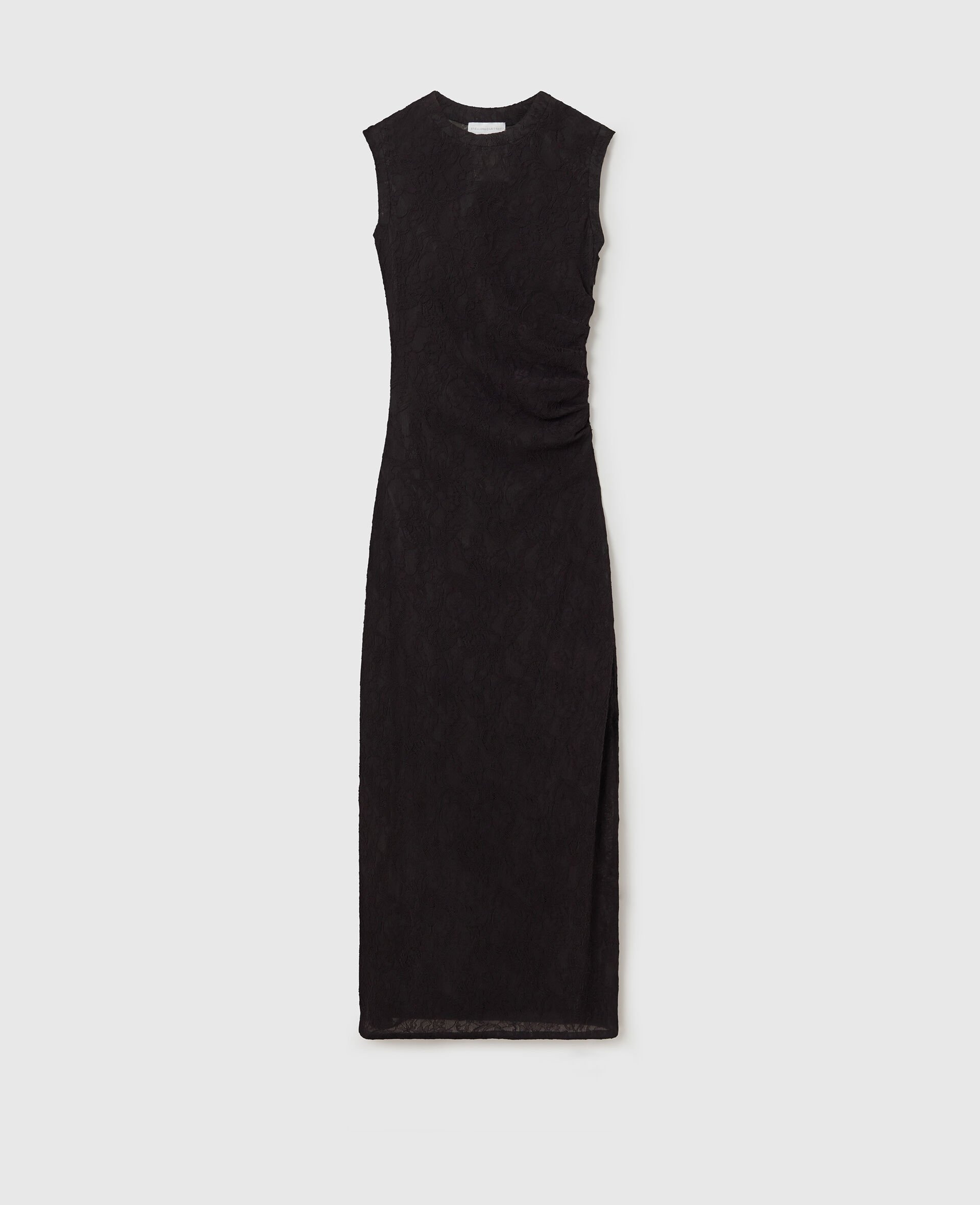Sleeveless Crewneck Lace Midi Dress-黑色-large image number 0