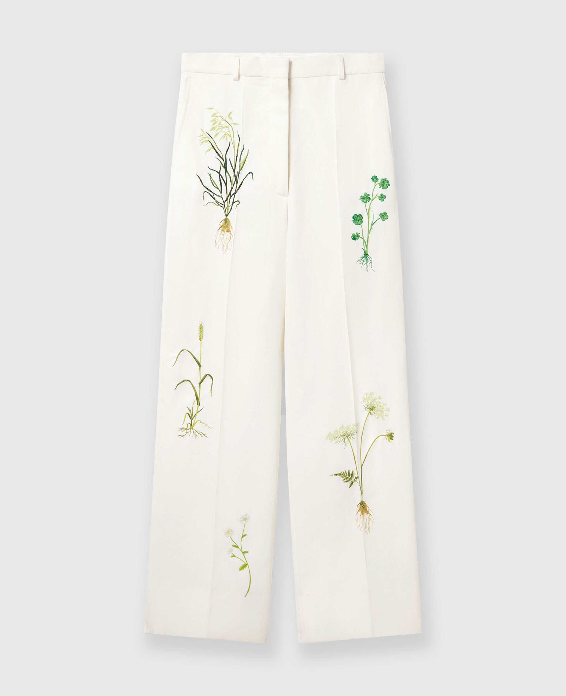 Low-Rise Floral Straight-Leg Pants-Cream-large image number 0