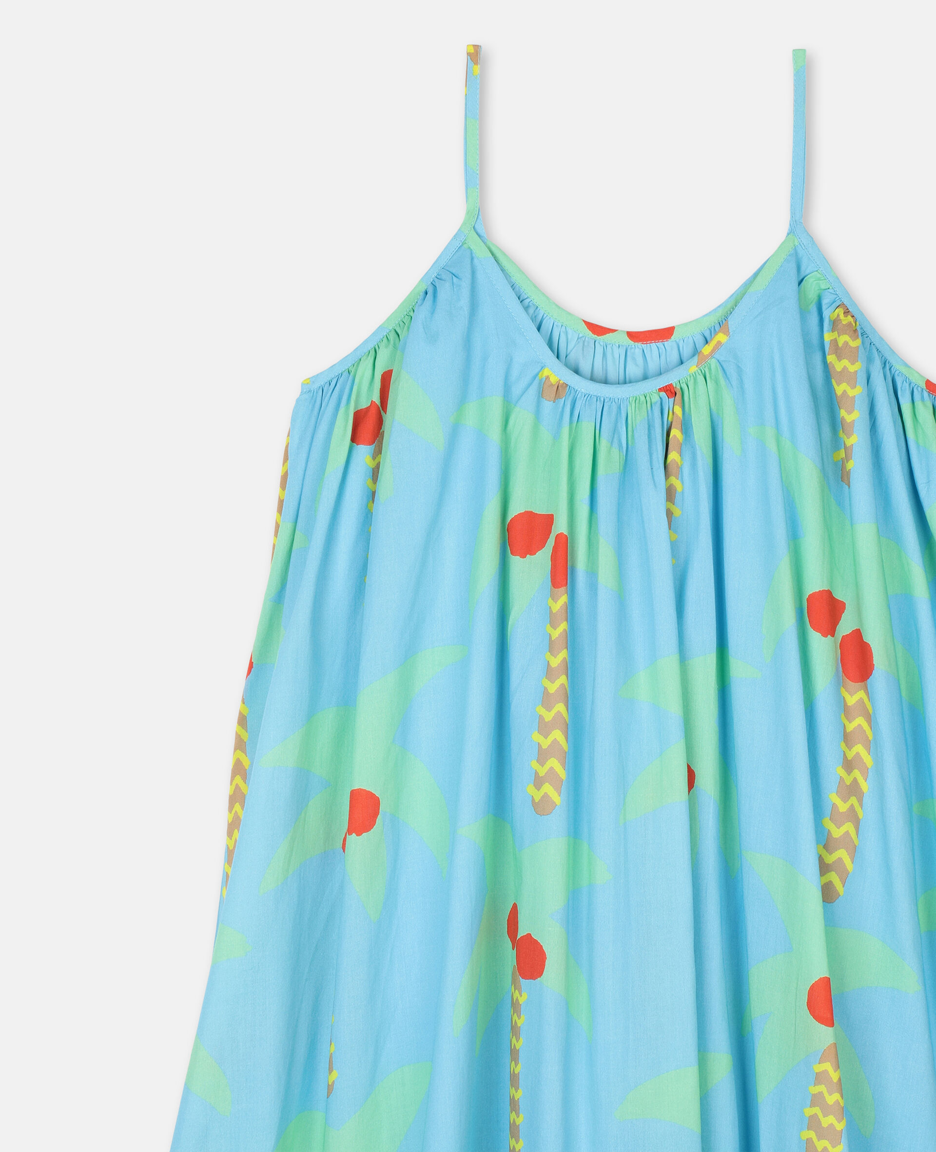 Palm Trees Cotton Dress-Green-large image number 2