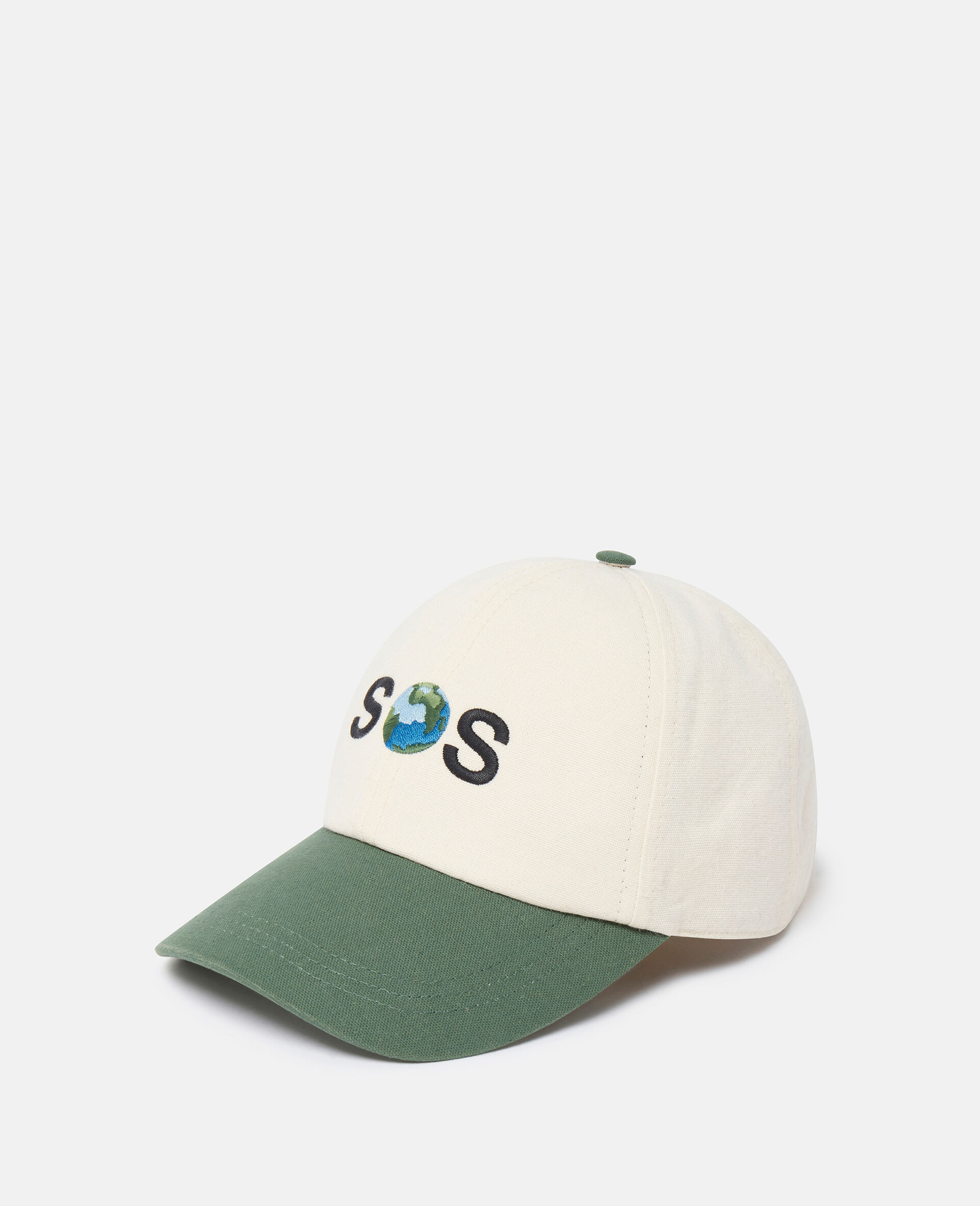 SOS Embroidered Baseball Cap-베이지-medium
