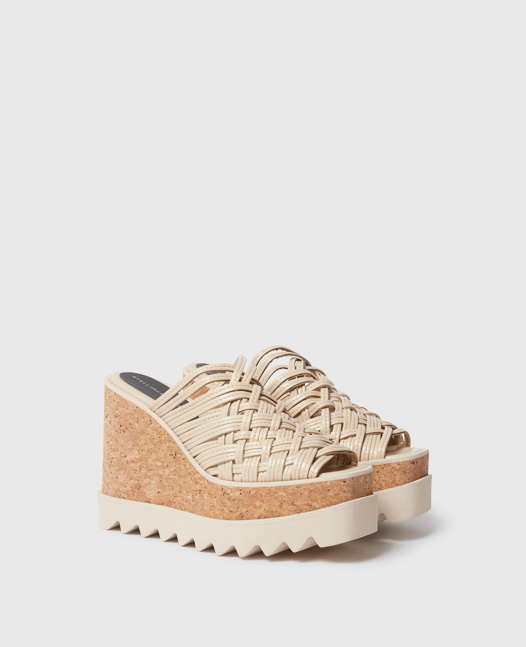 Stella McCartney スニークエリス ウェッジサンダル Women ベージュ スニークエリス ウーブンプラットフォーム