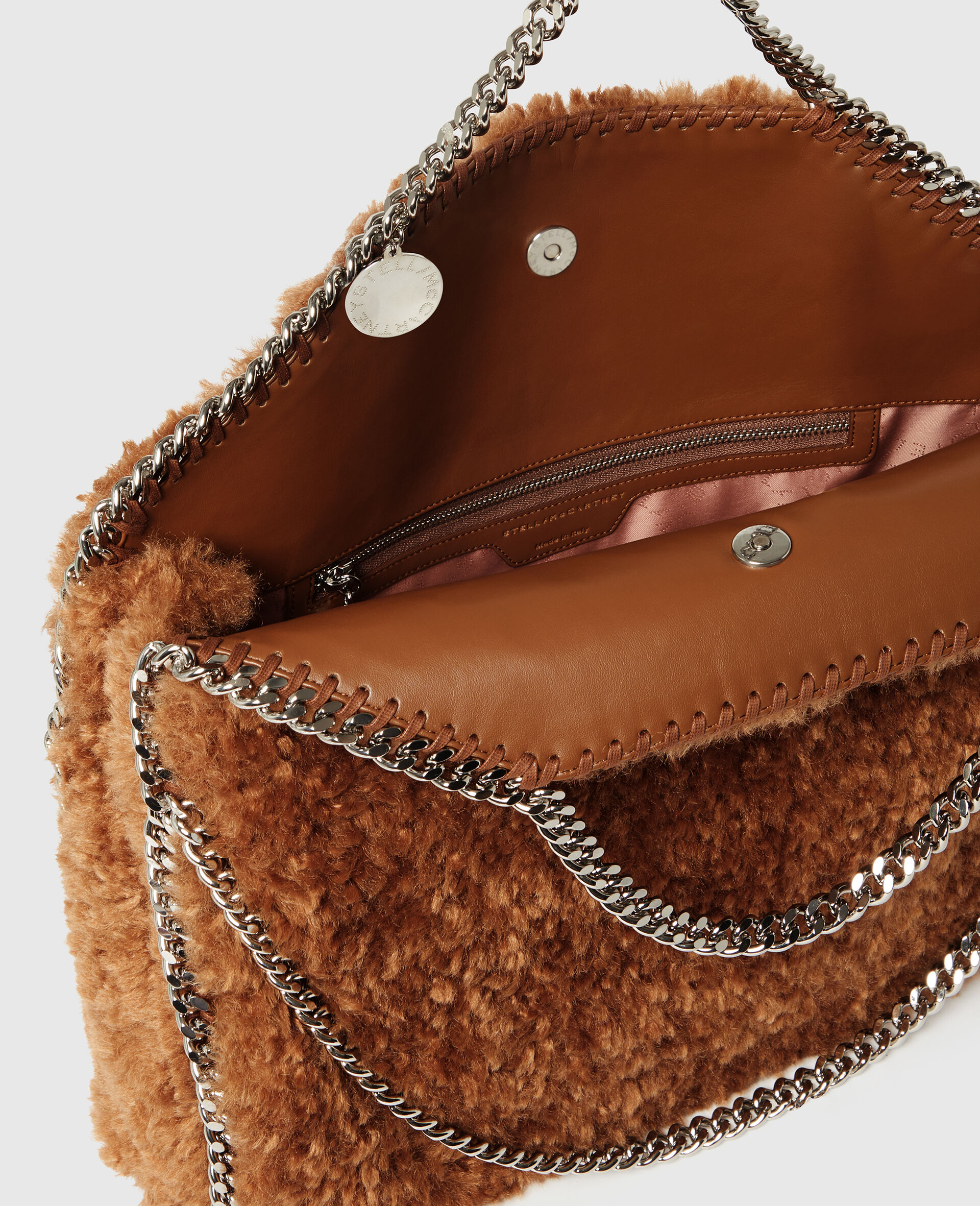 Cabas a rabat en peluche Falabella-Marron-large image number 4