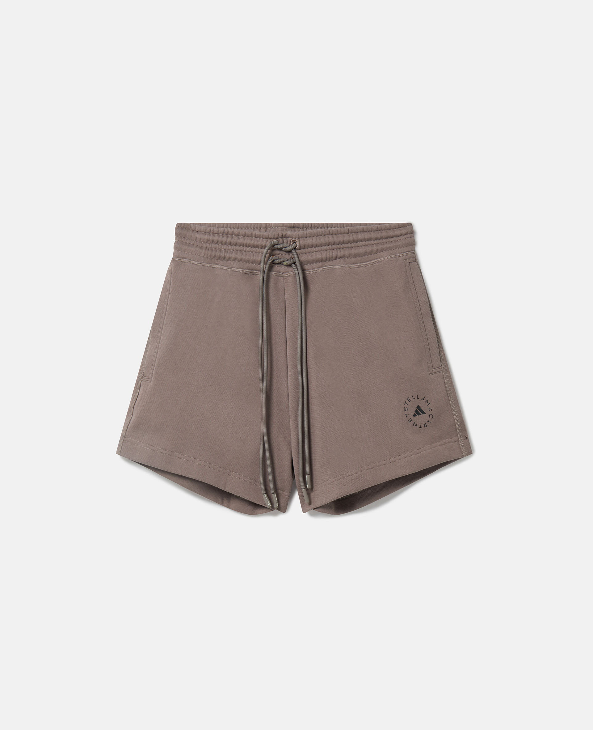 Shorts in spugna di cotone con logo TrueCasuals-Marrone-medium