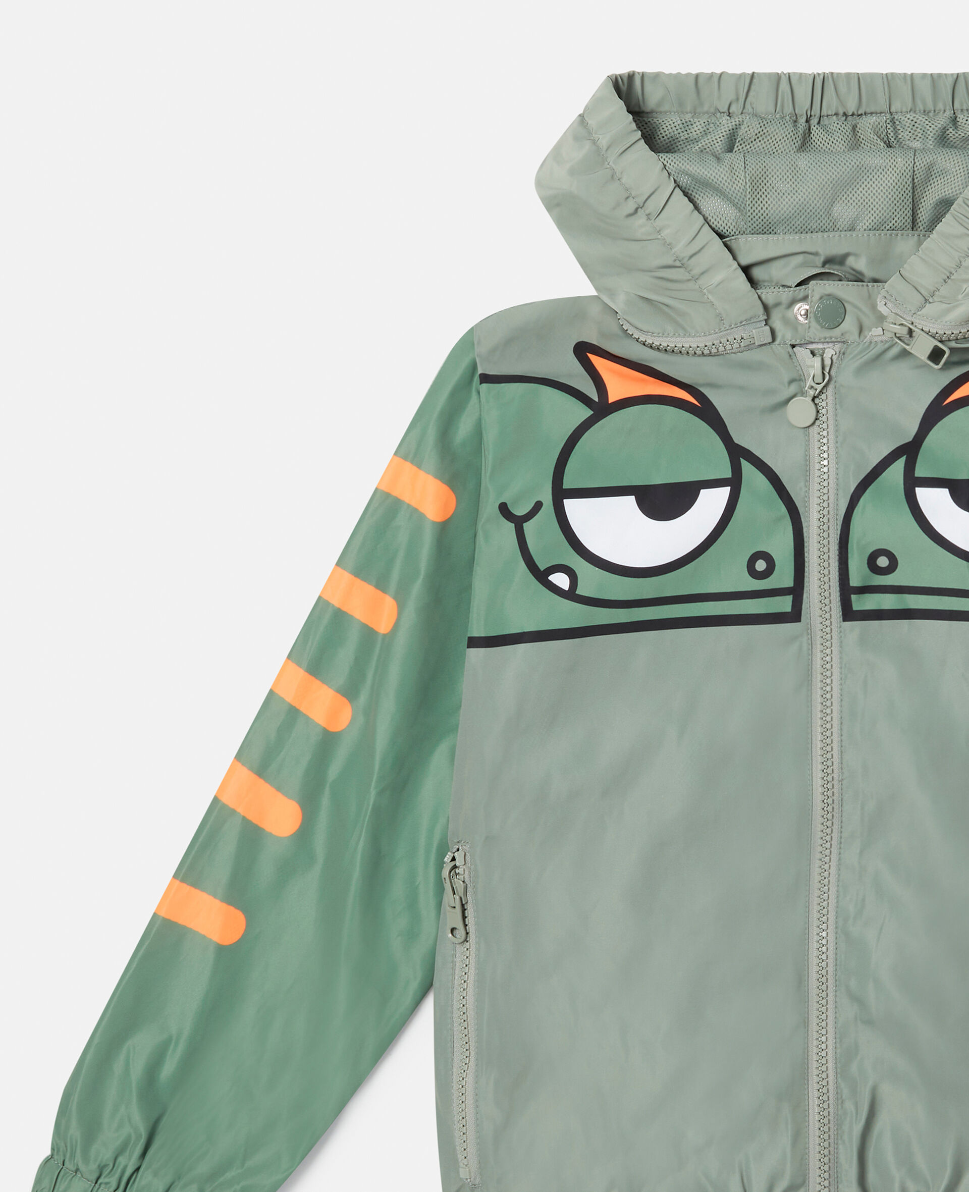 Double Gecko Print Hooded Jacket-Green-large image number 1