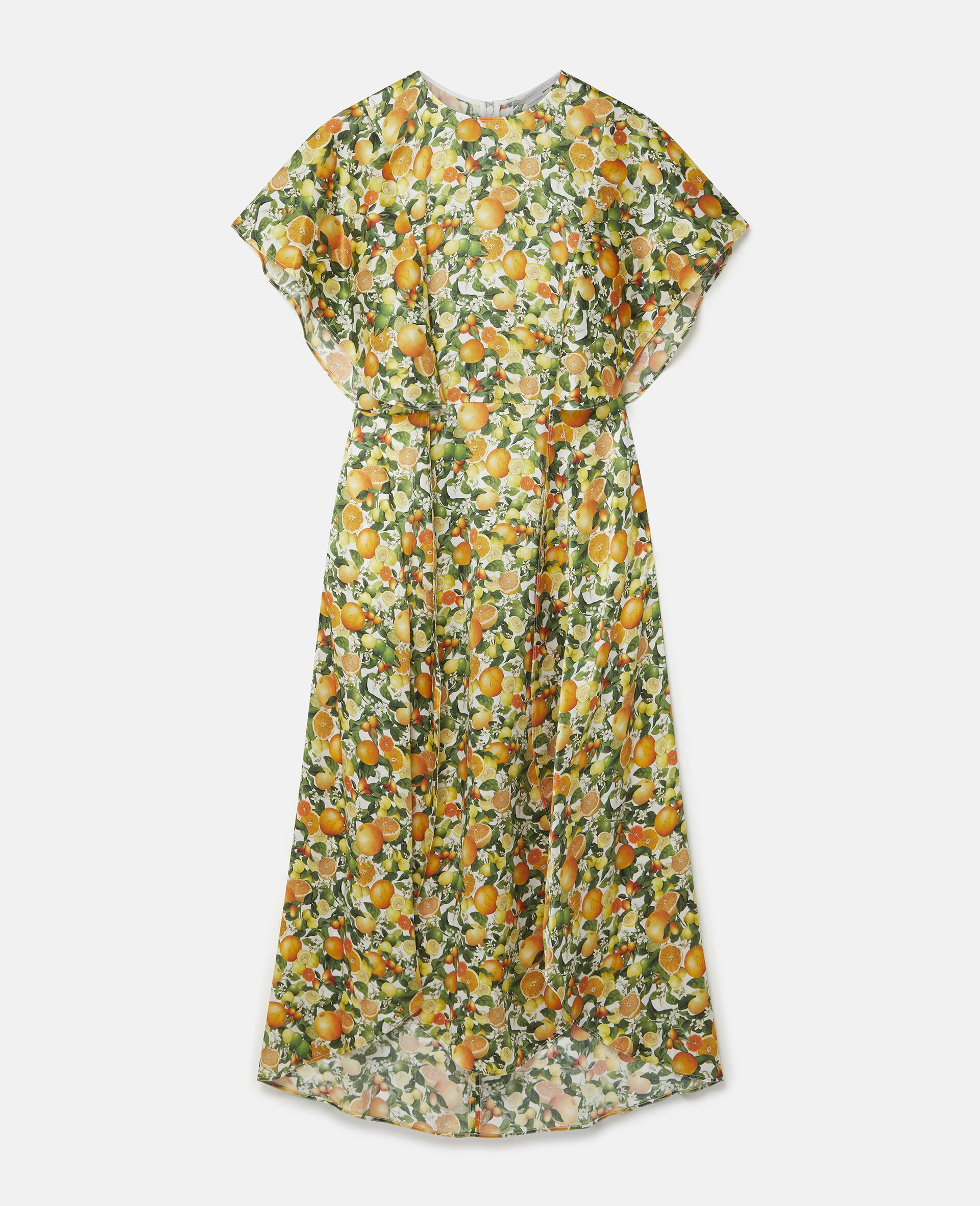 Lemon Print Silk Midi Dress-Multicolour-large image number 0