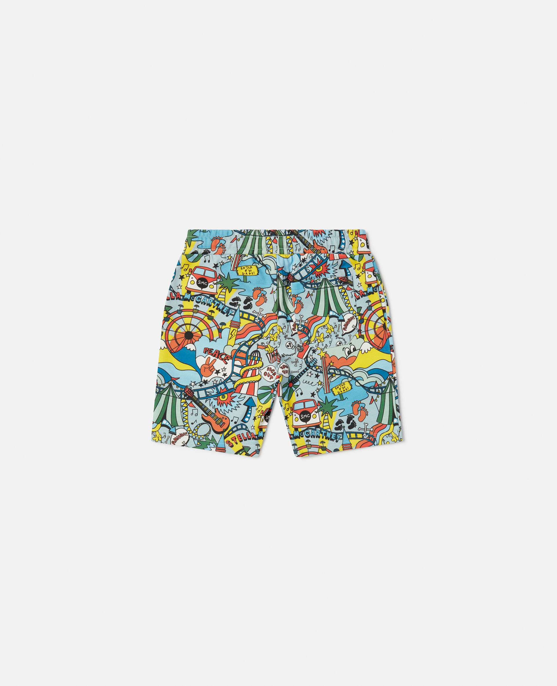 Rollercoaster Print Sweat Shorts-Blue-large image number 2