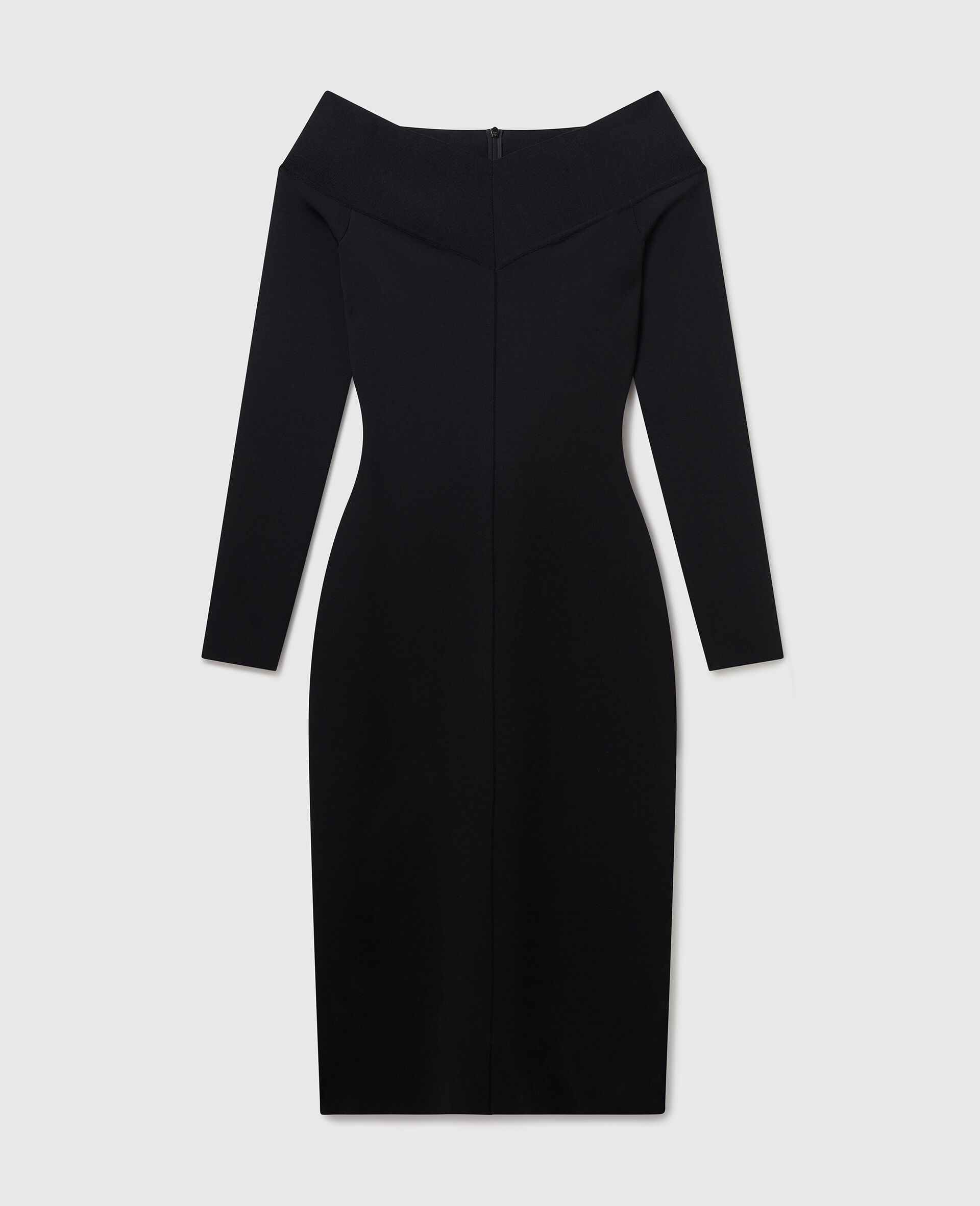 Durchsichtiges Midikleid mit langen Ärmeln aus Mesh-Gewebe-Schwarz-medium