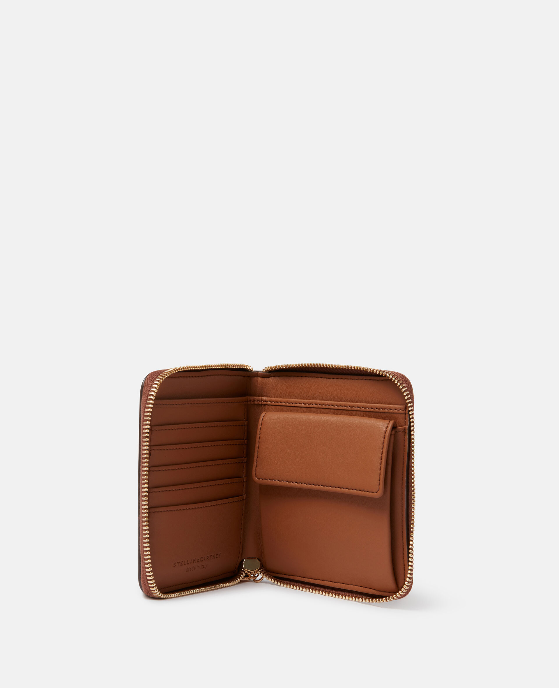 Stella Logo Grainy Studded Zip Mini Wallet-Brown-large image number 3