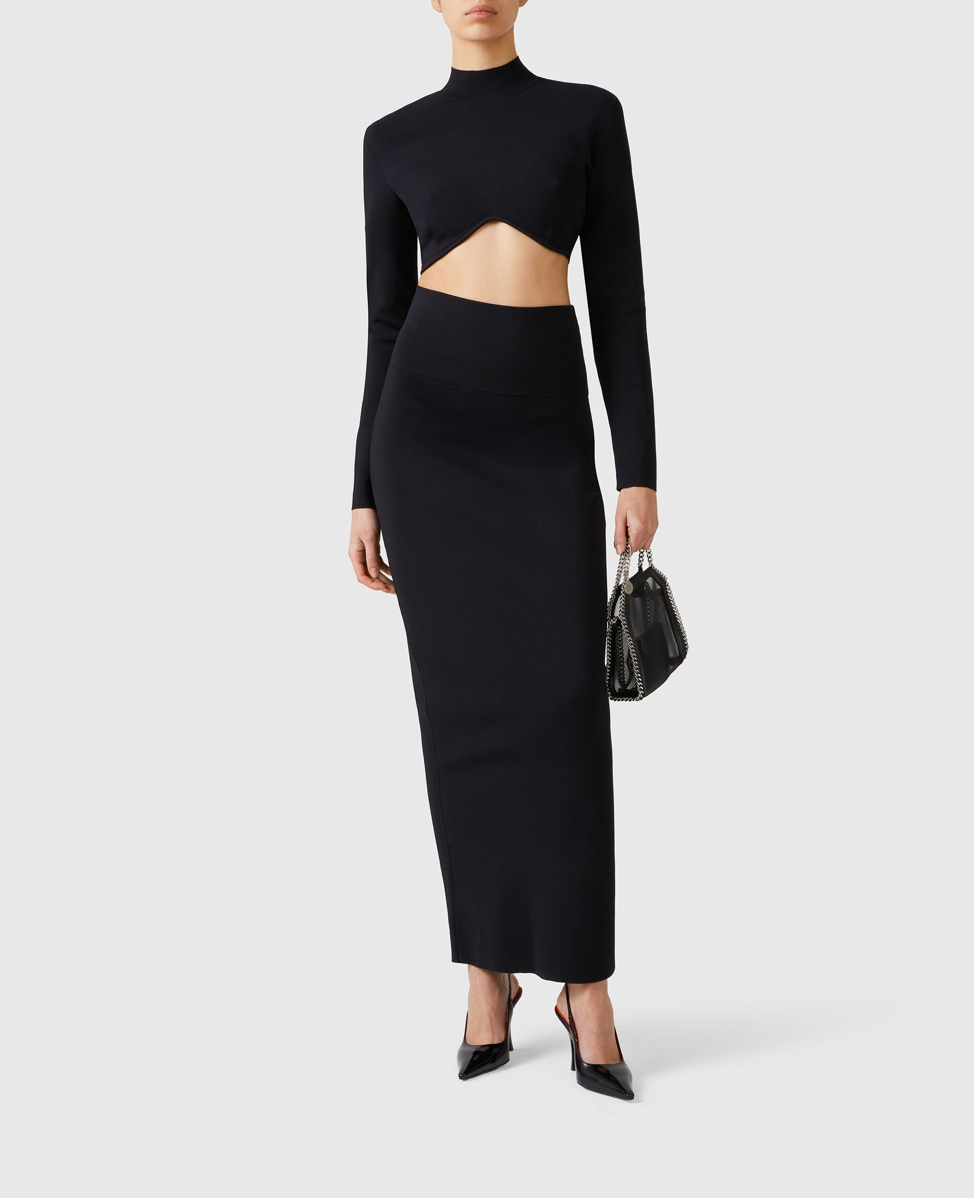 Miracle Compact-Knit Midi Skirt-Black-model