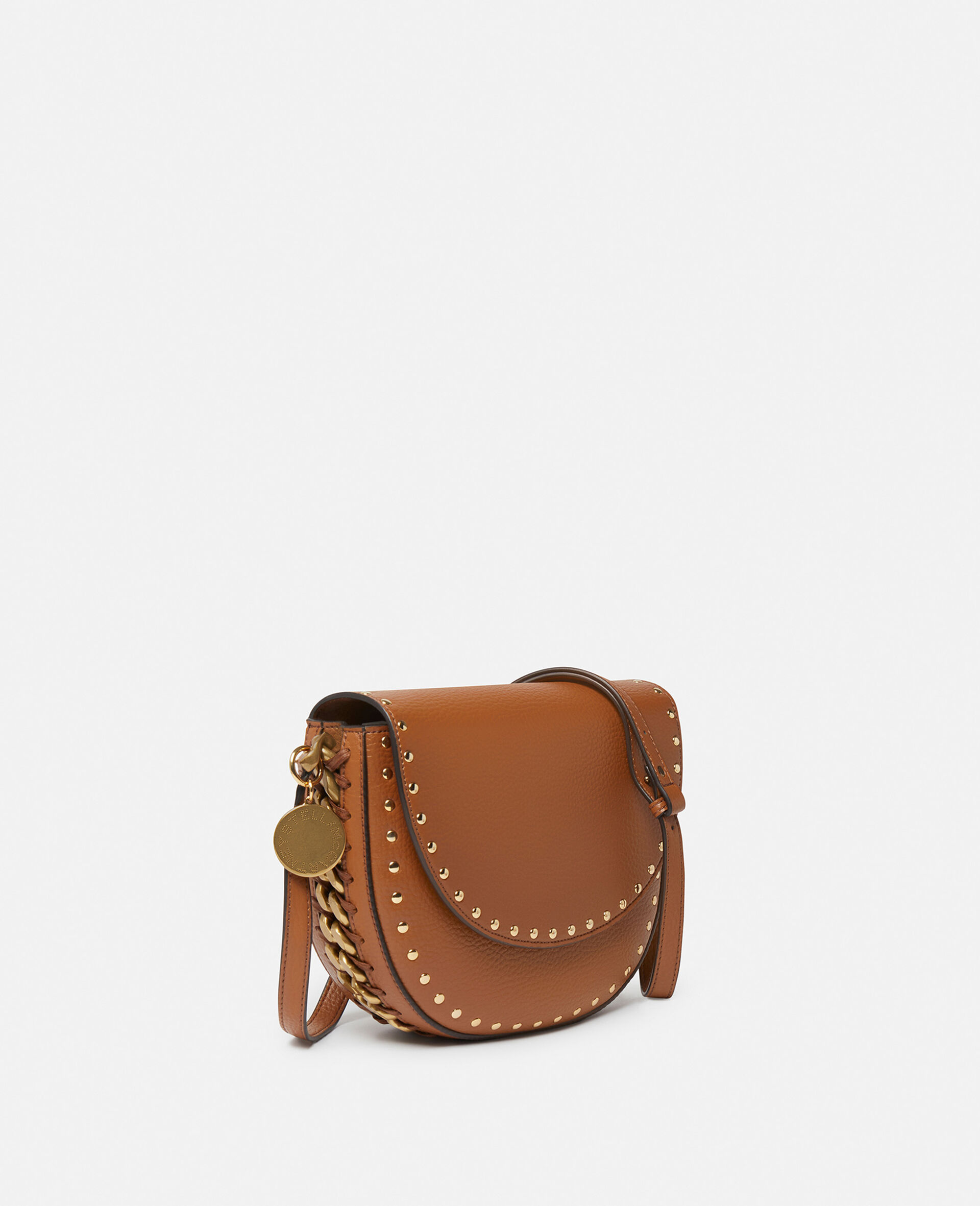 Frayme Studded Grainy Alter Mat Medium Flap Shoulder Bag-Brown-large image number 1