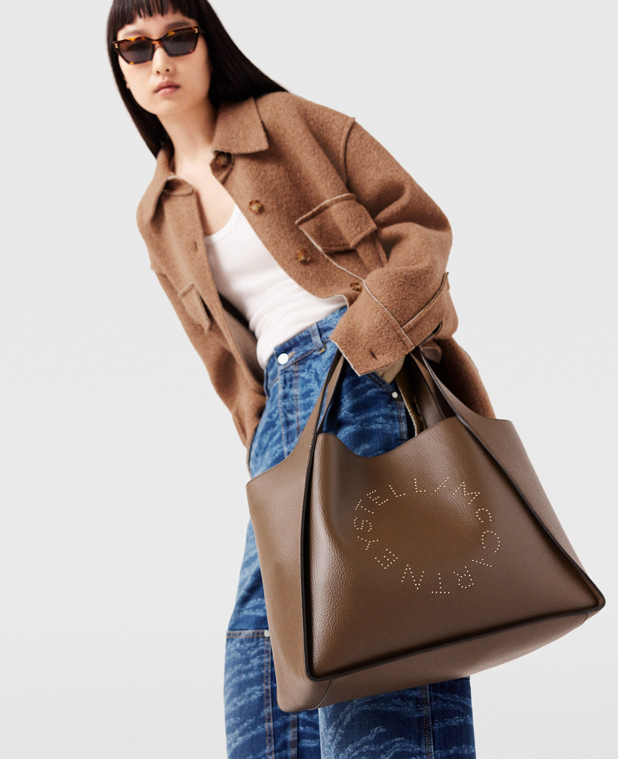 Women Chocolate brown Logo Large Tote Bag | Stella McCartney ES