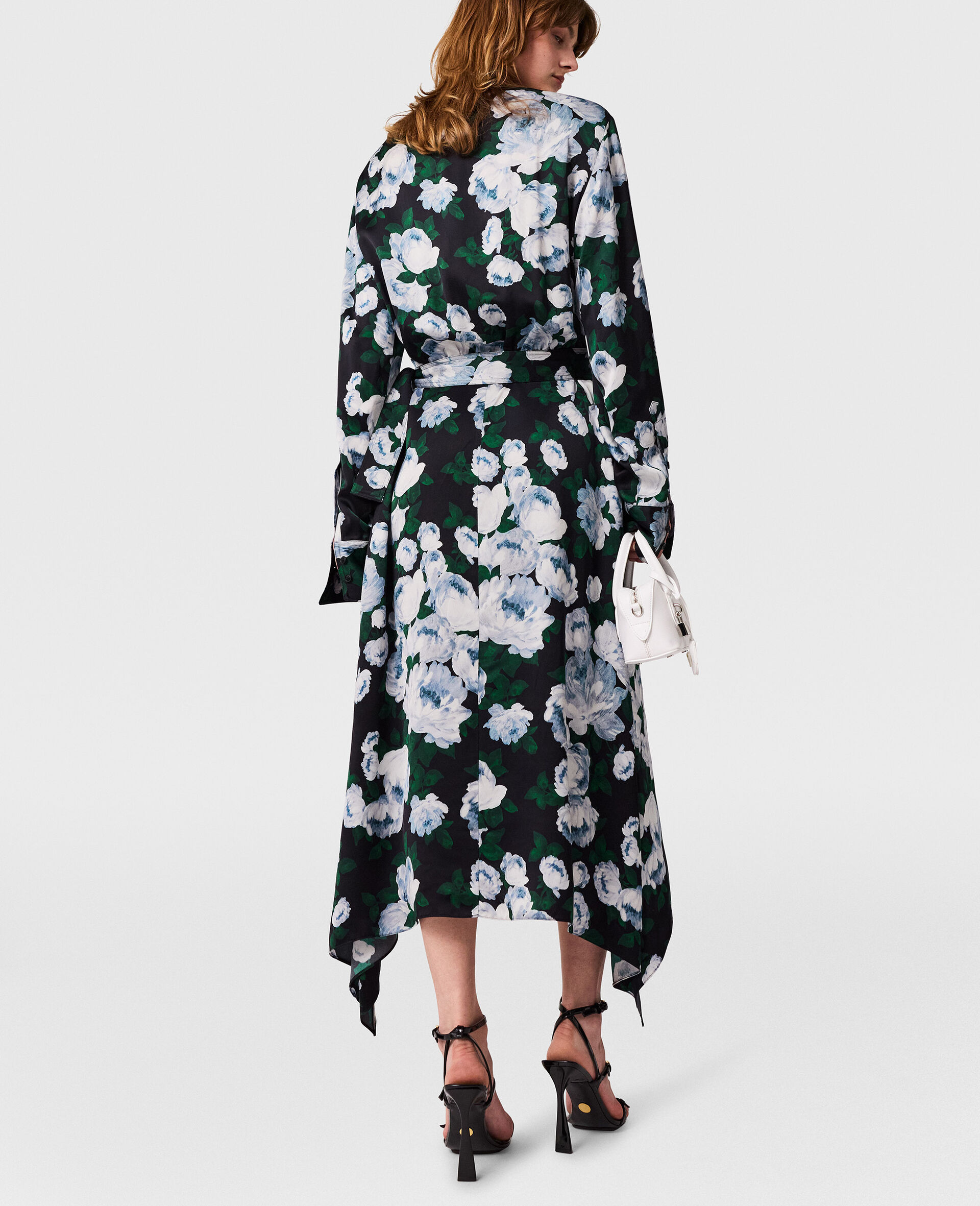 Floral Long-Sleeve Mesh Midi Dress-Blue-large image number 4