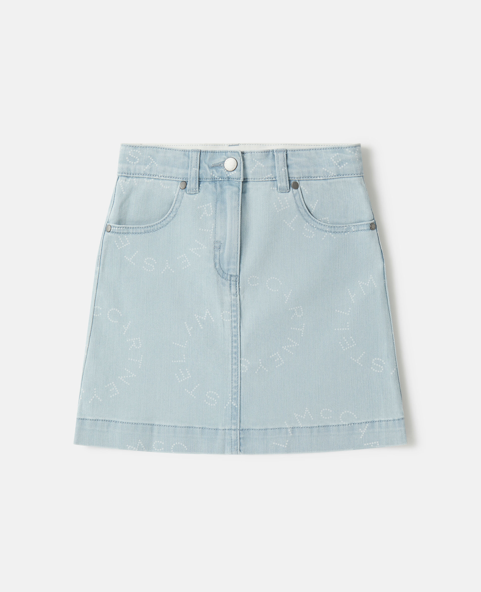 Medallion Logo Denim Skirt-Blue-large Medallion Logo Denim Skirt-Blue-large image number 0