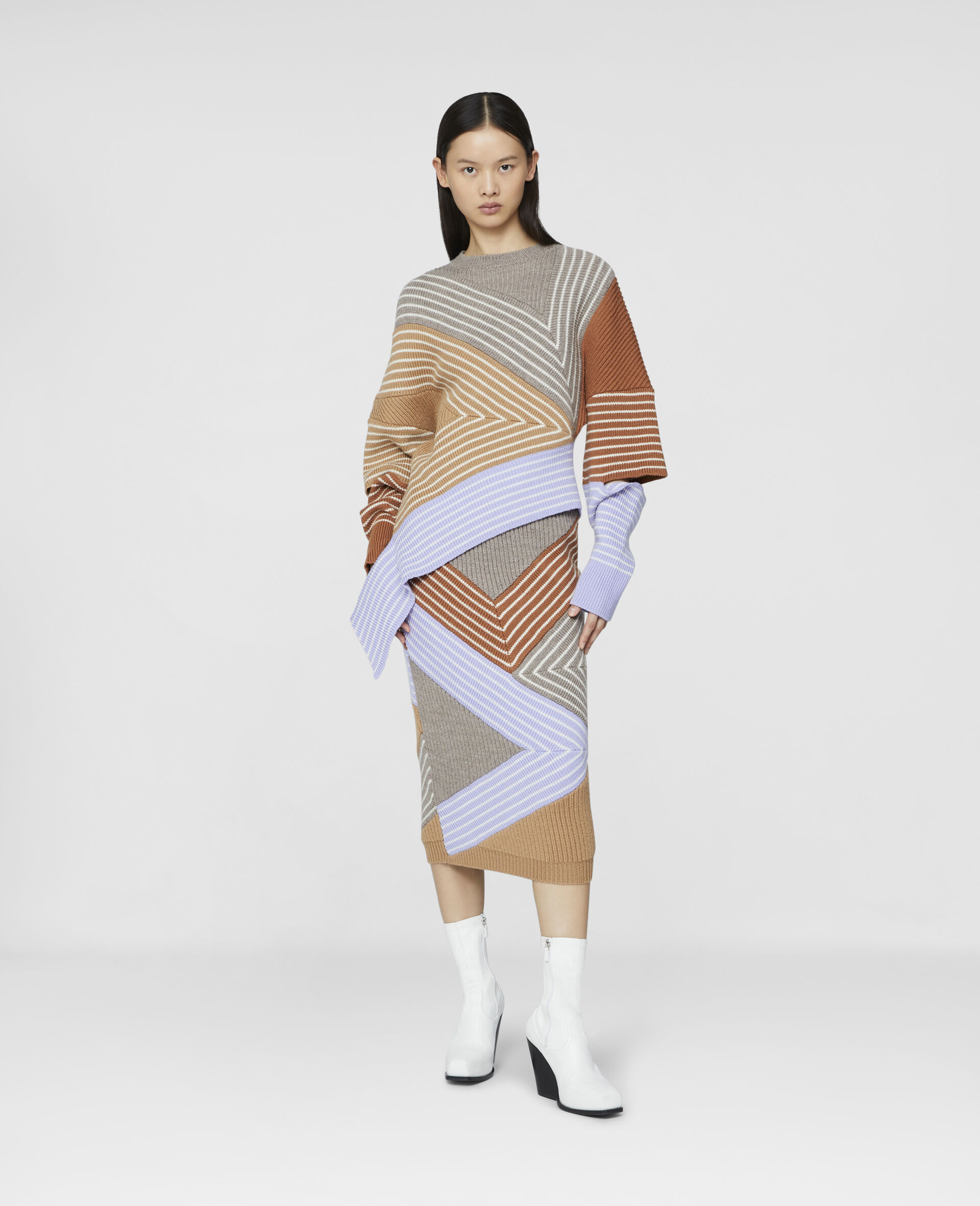 Stella by Stella 3D Stripes Wool Midi Skirt-Multicolour-large image number 1