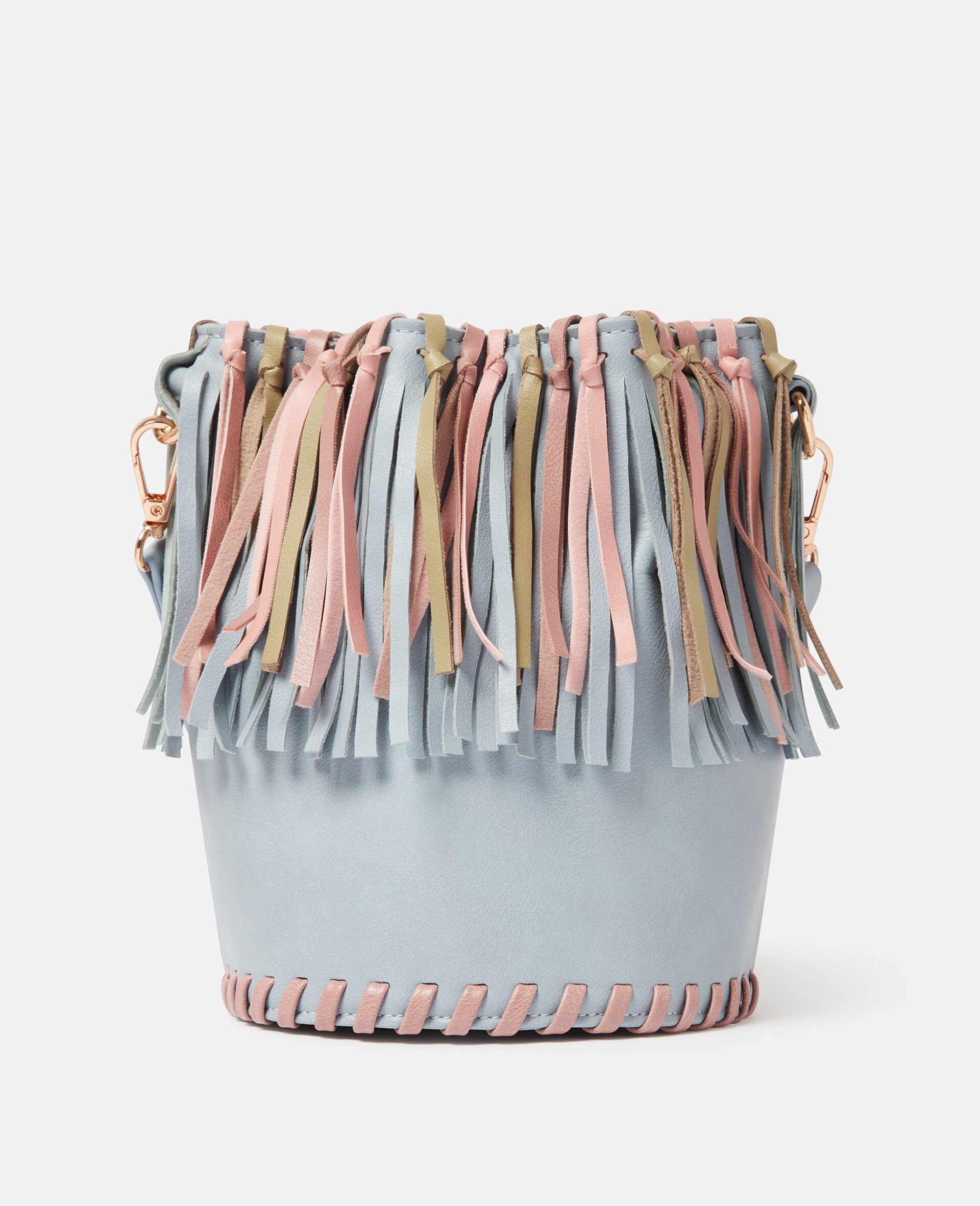 Tassel Fringe Bucket Bag-Grey-large image number 2