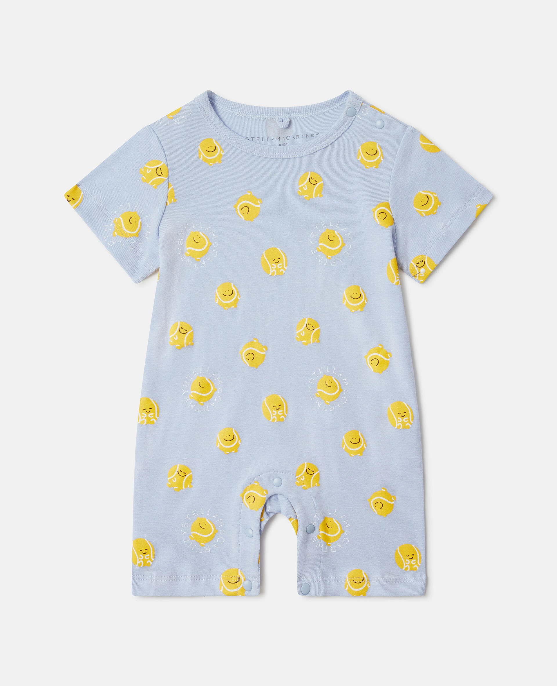 Tennis Ball Print Bib And Romper Set-Blue-large image number 2