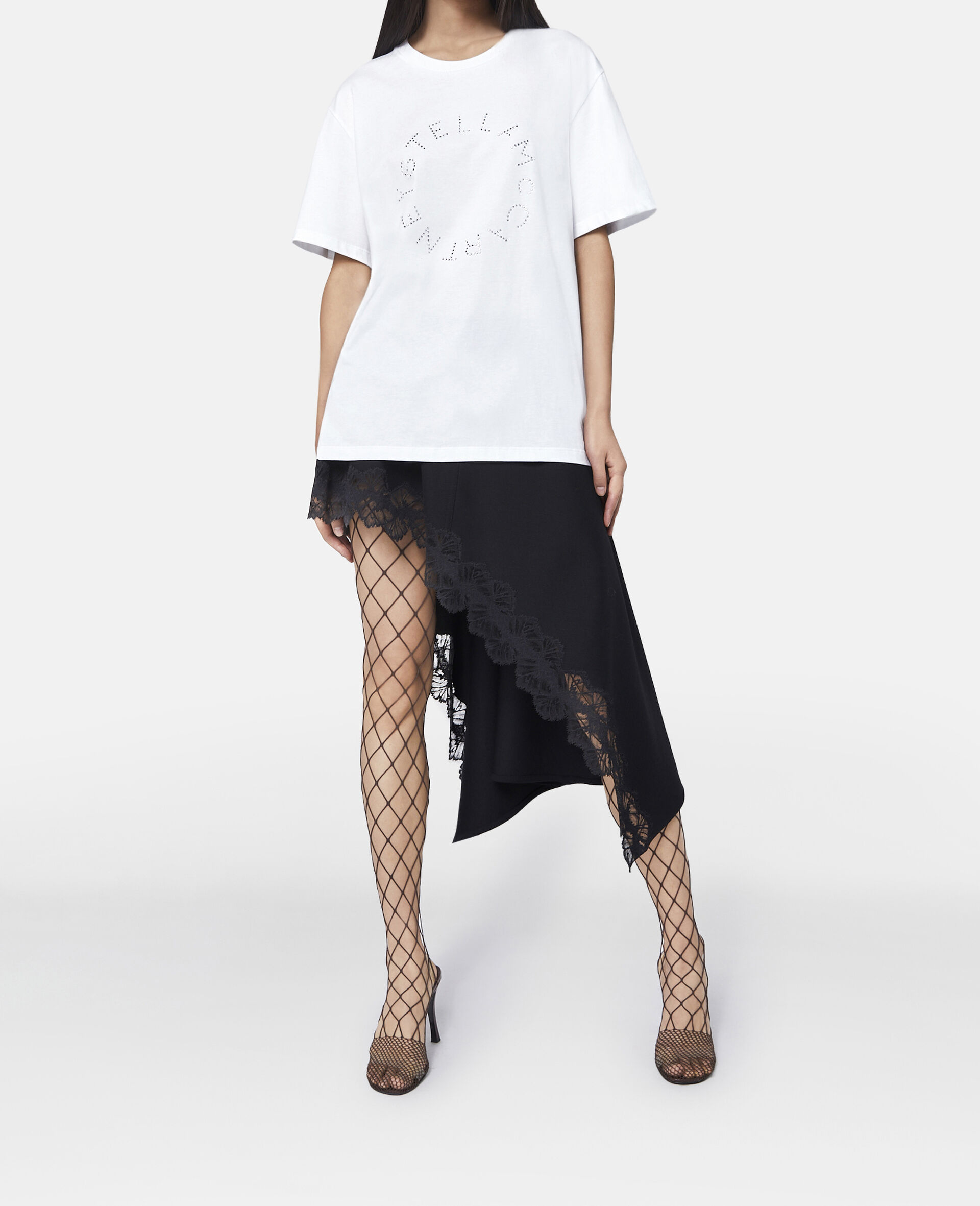 Diamanté Logo T-Shirt-White-large image number 0