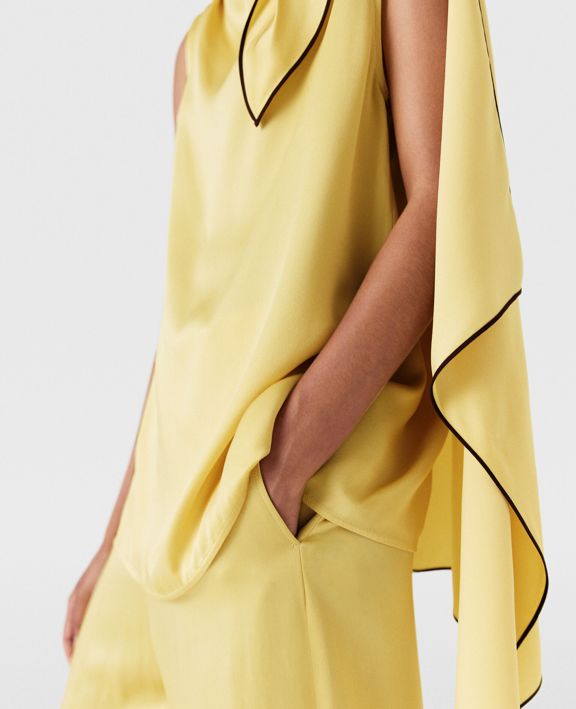 Tie Neck Top -Yellow-large Tie Neck Top -Yellow-large image number 5