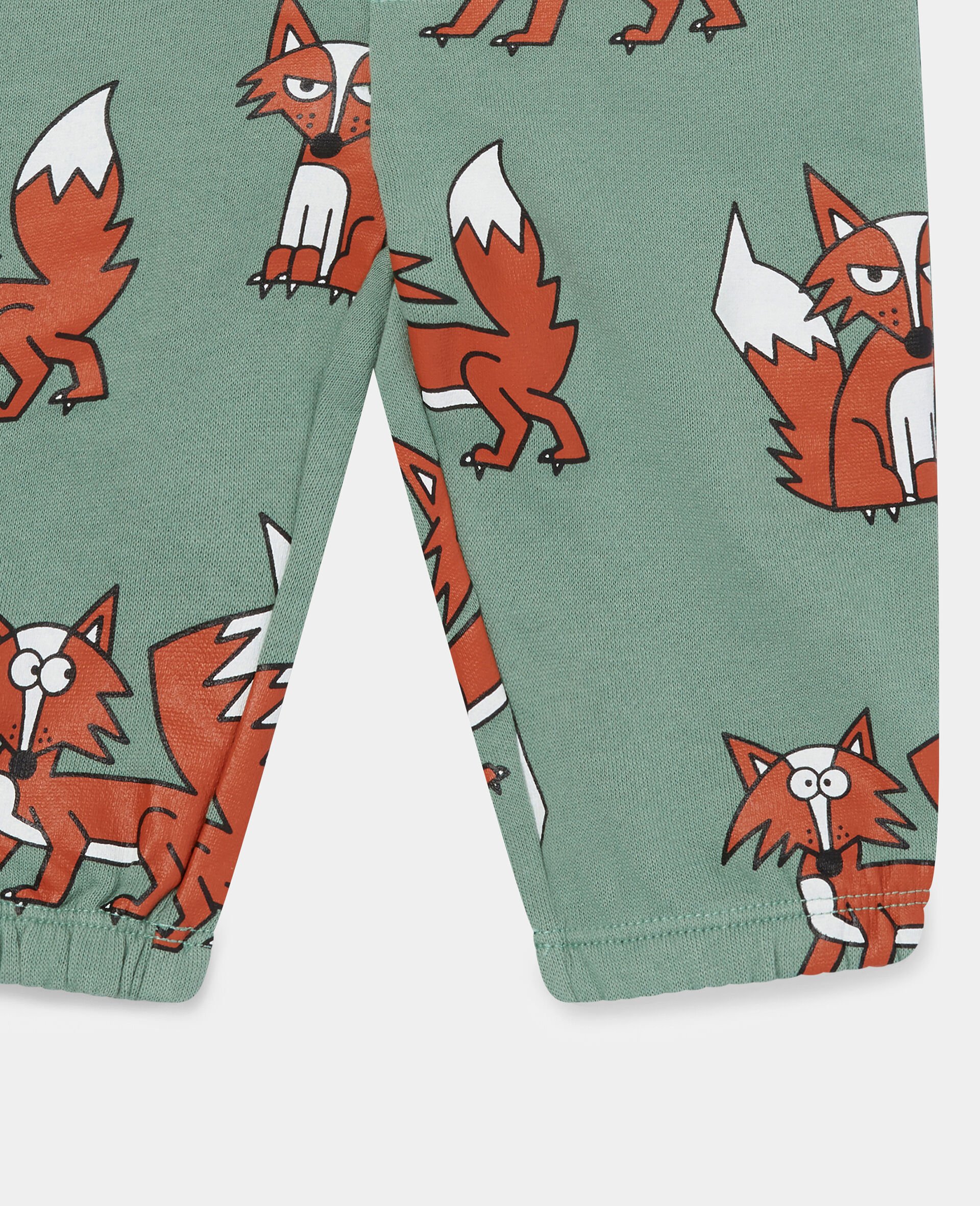 Cotton Fox Print Joggers-Green-large image number 1
