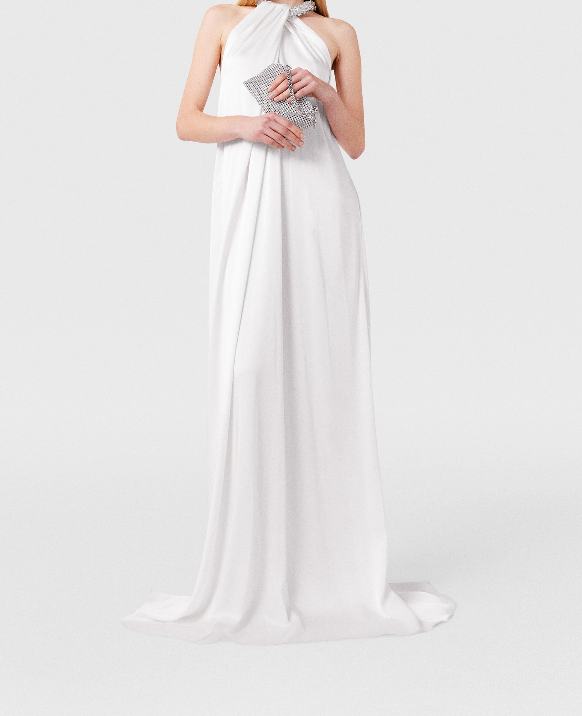 Crystal Halterneck Satin Maxi Dress-Red-large image number 5