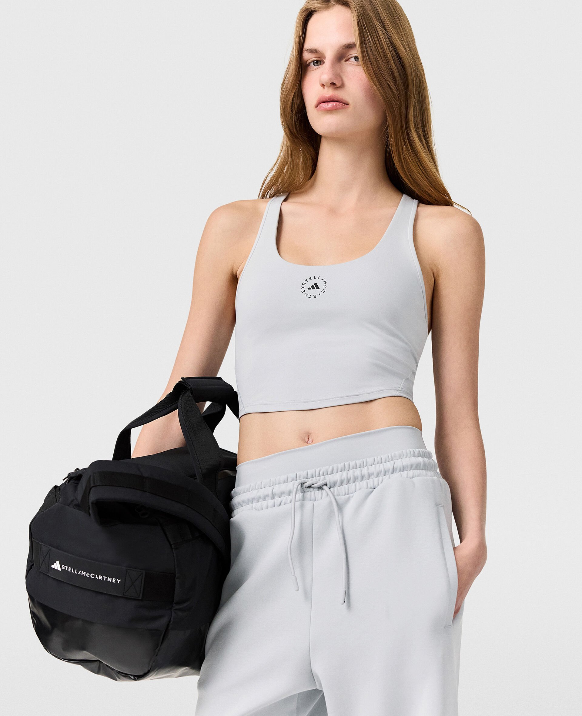 TrueStrength Yoga Cropped Tank-Grey-model